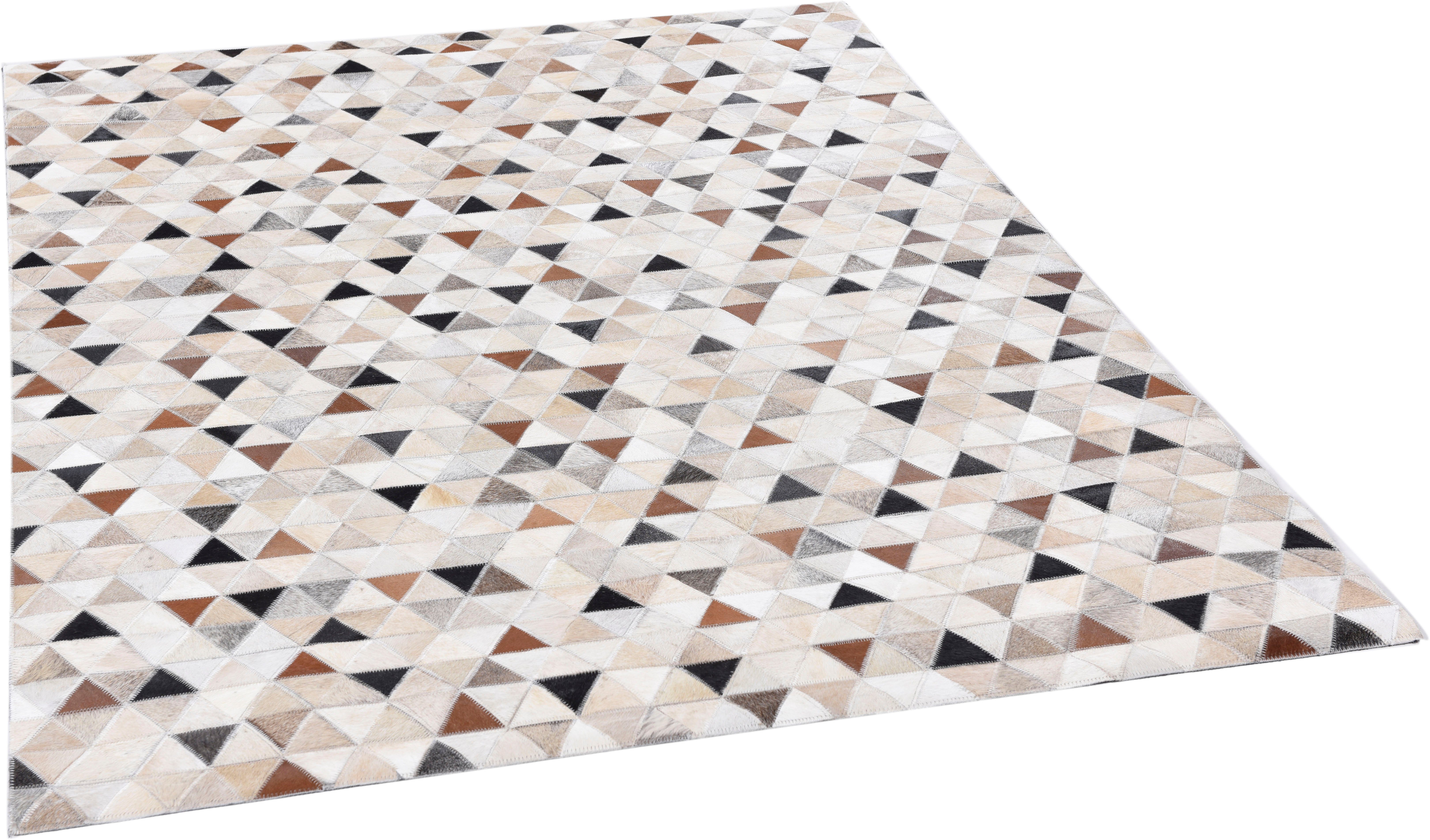 THEKO Vachtvloerkleed Kobe Patchwork, met de hand genaaid, echte runderhuid in natureltinten