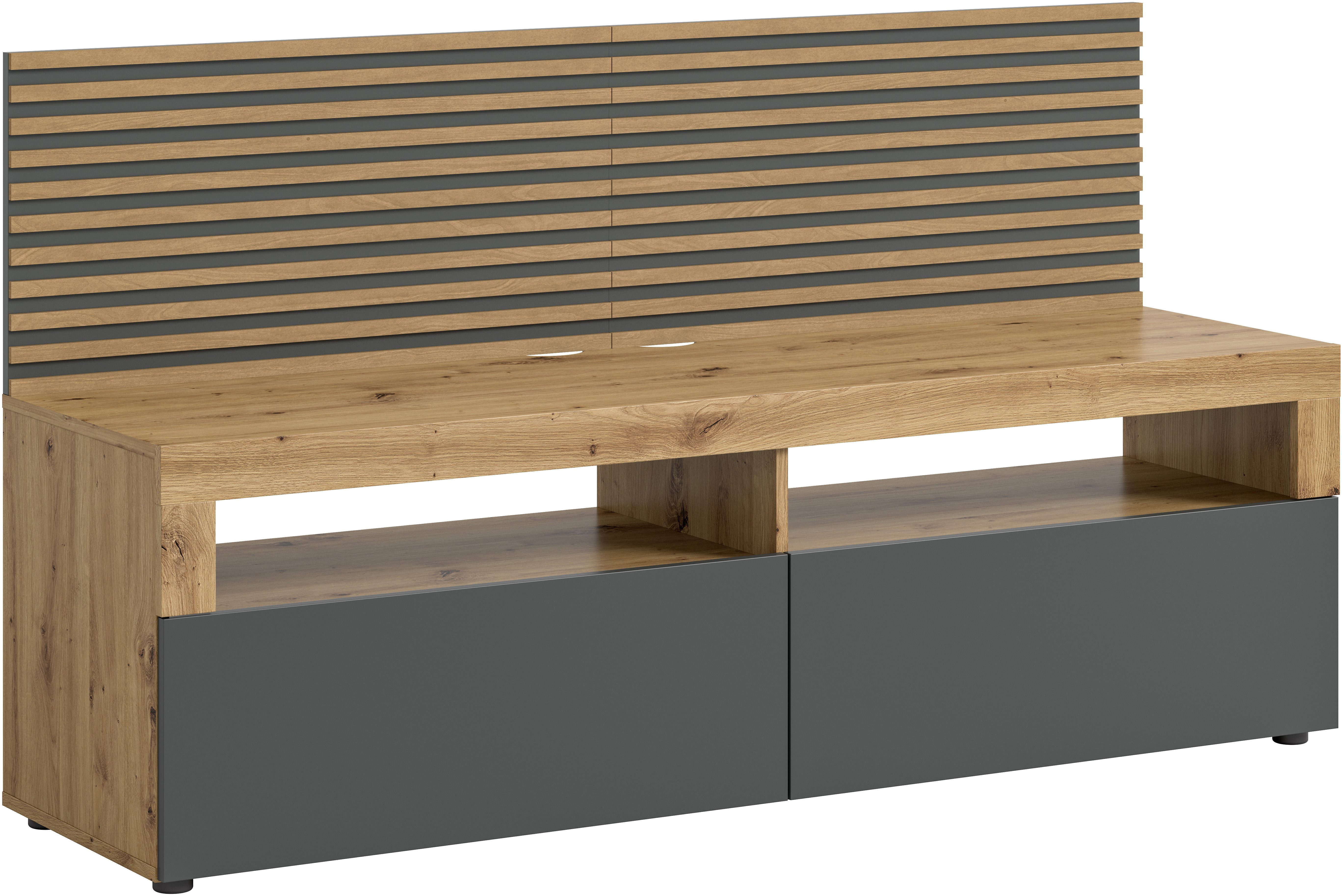 INOSIGN Tv-meubel Telli, Breedte 160 cm, met 2 panelen, 2 kleppen & 2 open vakken lowboards beige