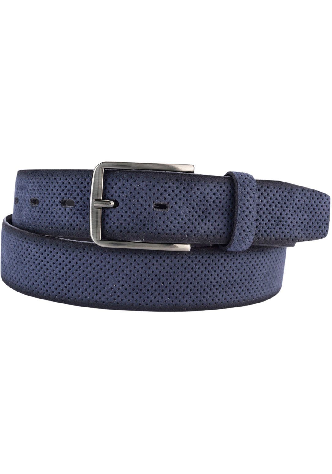 BERND GÖTZ Leren riem met bombage en fijne stippenstructuur heren riemen maat 90 blauw