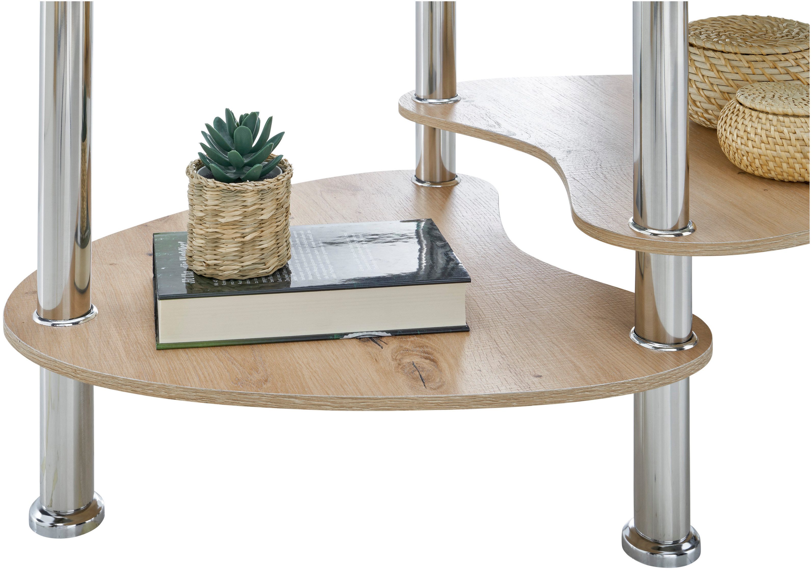 Stolkom Salontafel Panty glazen tafel, salontafel, bijzettafel glas BxHxD 90x42x55 cm Veiligheidsglas 8 mm, legplank in MDF eiken Artisan en eiken Sonoma