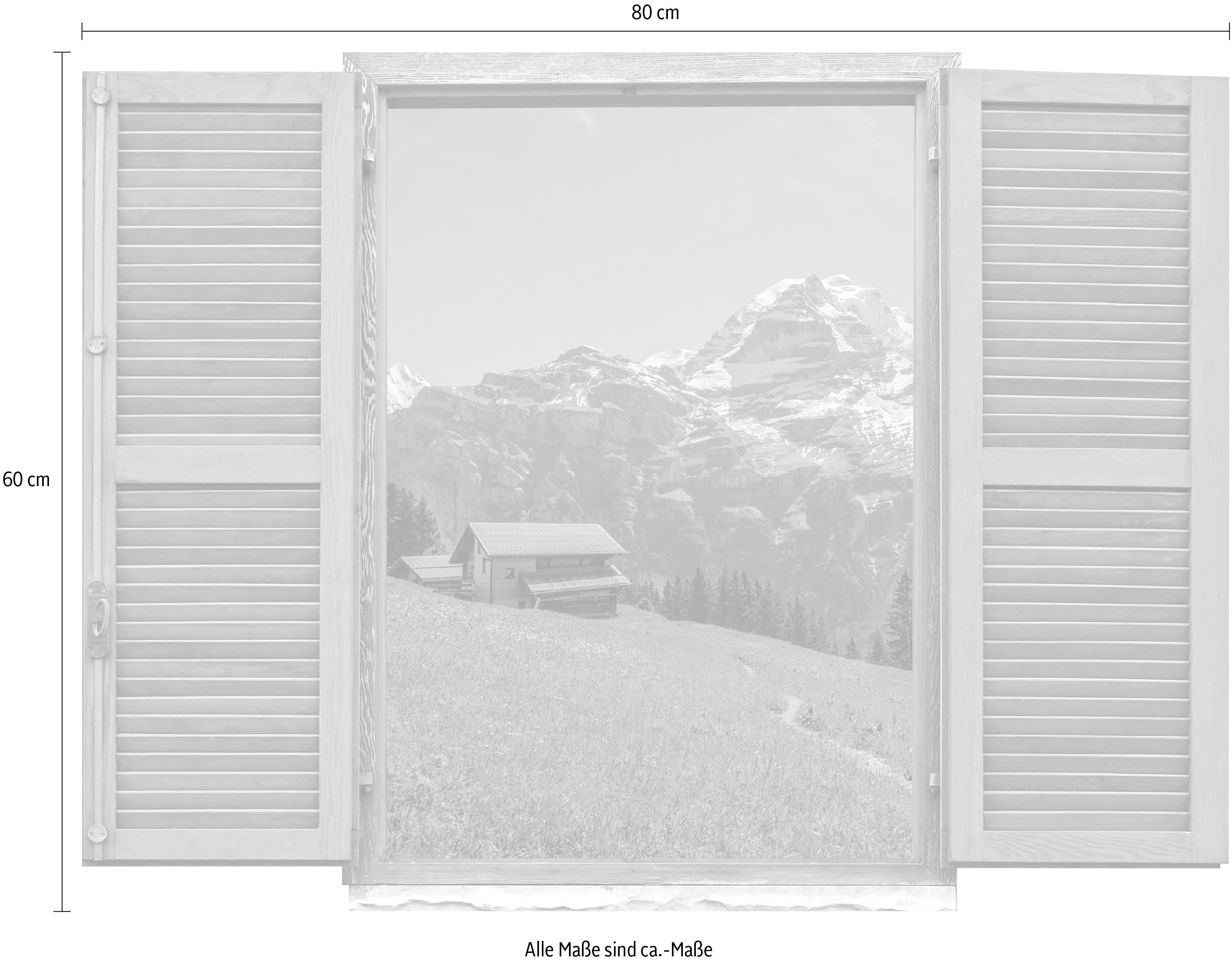 queence Wandfolie Alpenhut Muursticker, muurdecoratie, zelfklevend, 3D, raam (1 stuk)