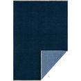 hanse home vloerkleed duo keerbaar, franje, handmade look. unikleur, woonkamer, slaapkamer, robuust, gemakkelijk in onderhoud, afgehecht, aan beide kanten te gebruiken blauw