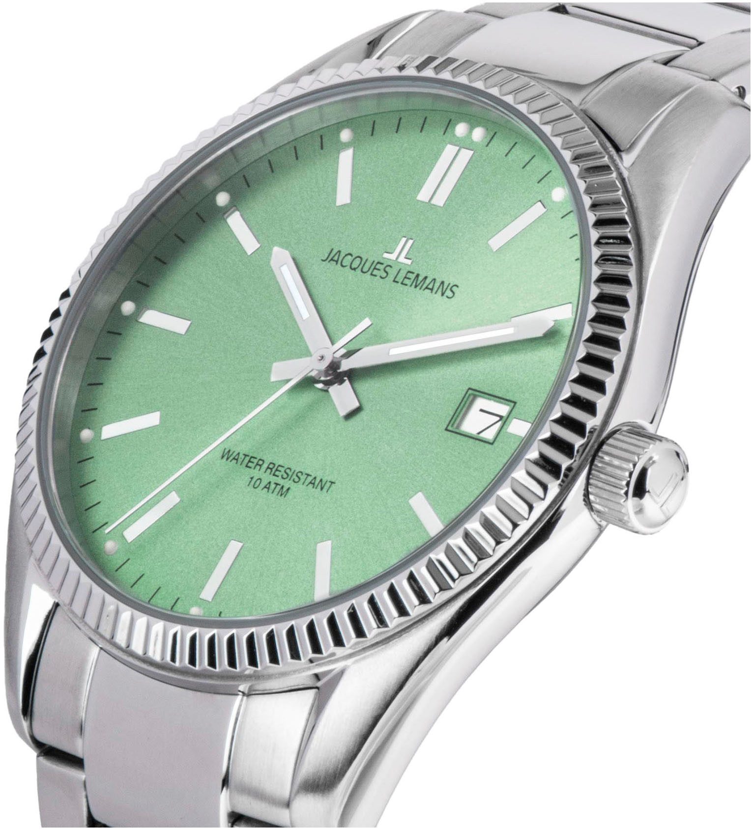 Jacques Lemans Kwartshorloge Derby Horloge, herenhorloge, dameshorloge, roestvrijstalen band, tot 10 bar waterdicht.