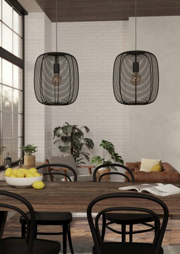 EGLO Hanglamp RINROE Hanglamp, eetkamerlamp, metaal in zwart, hanglamp (1 stuk)