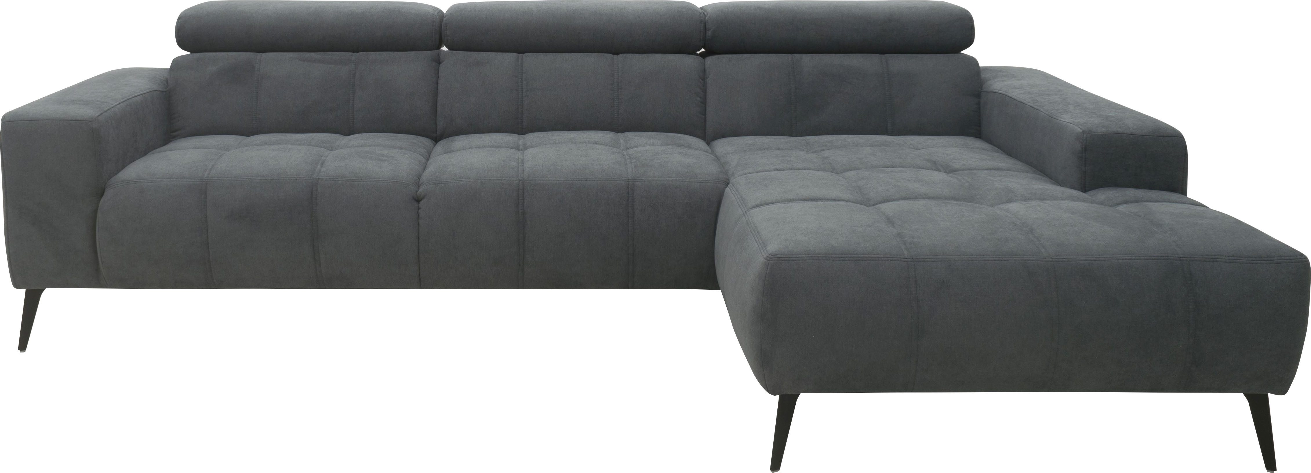 DOMO collection Hoekbank Trento L-vorm, met sledevoet of enkele voet naar keuze met verstelbare hoofdsteun, récamier links/rechts bestelbaar