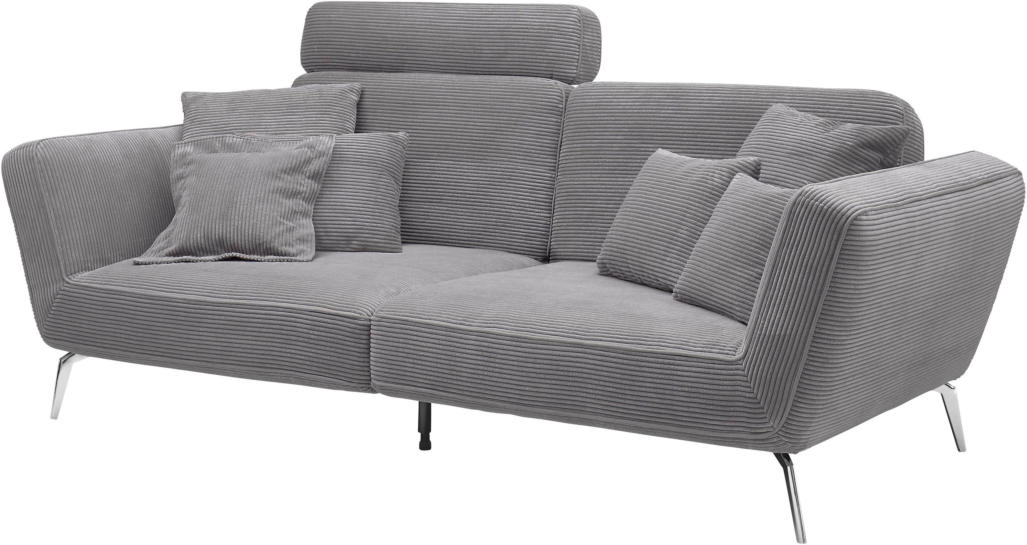 set one by Musterring Megabank SO 4500 Voeten chroomkleurig, optioneel met hoofdsteun, breedte 260cm, in cord