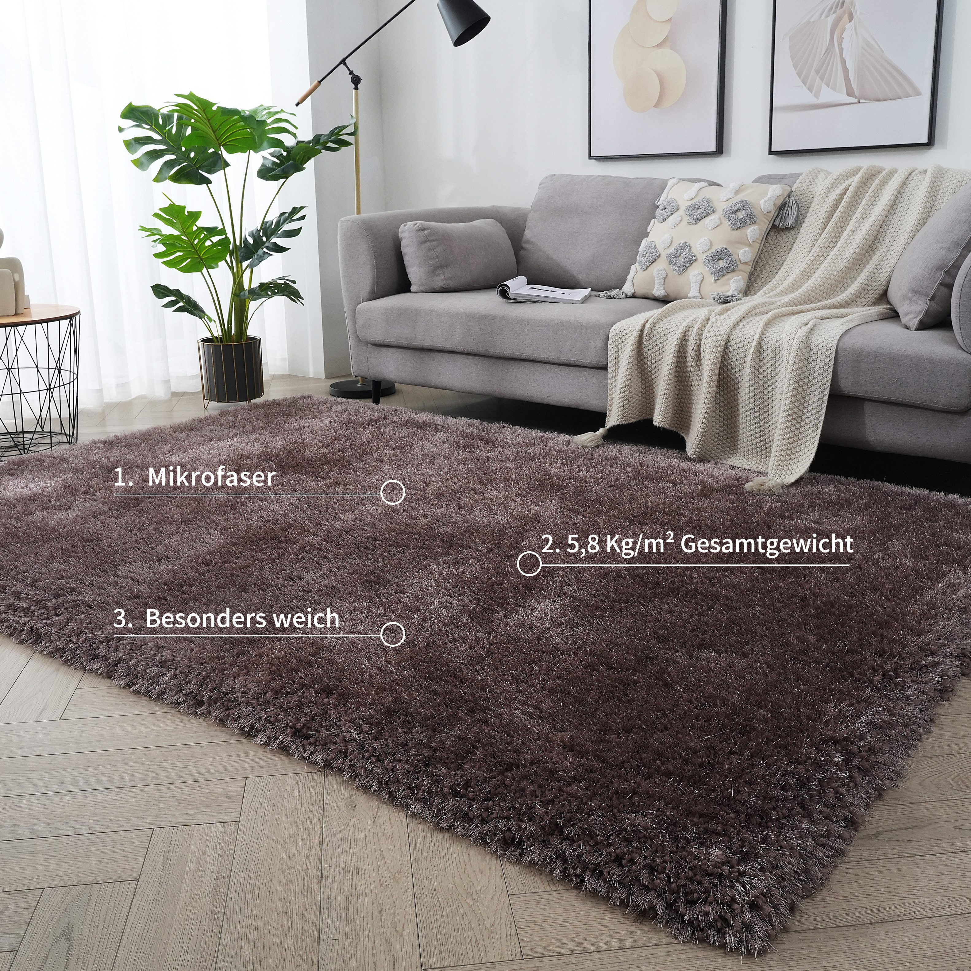 Guido Maria Kretschmer Home&Living Hoogpolig vloerkleed Micro exclusieve tapijt, zeer hoge pool, zacht door microvezel