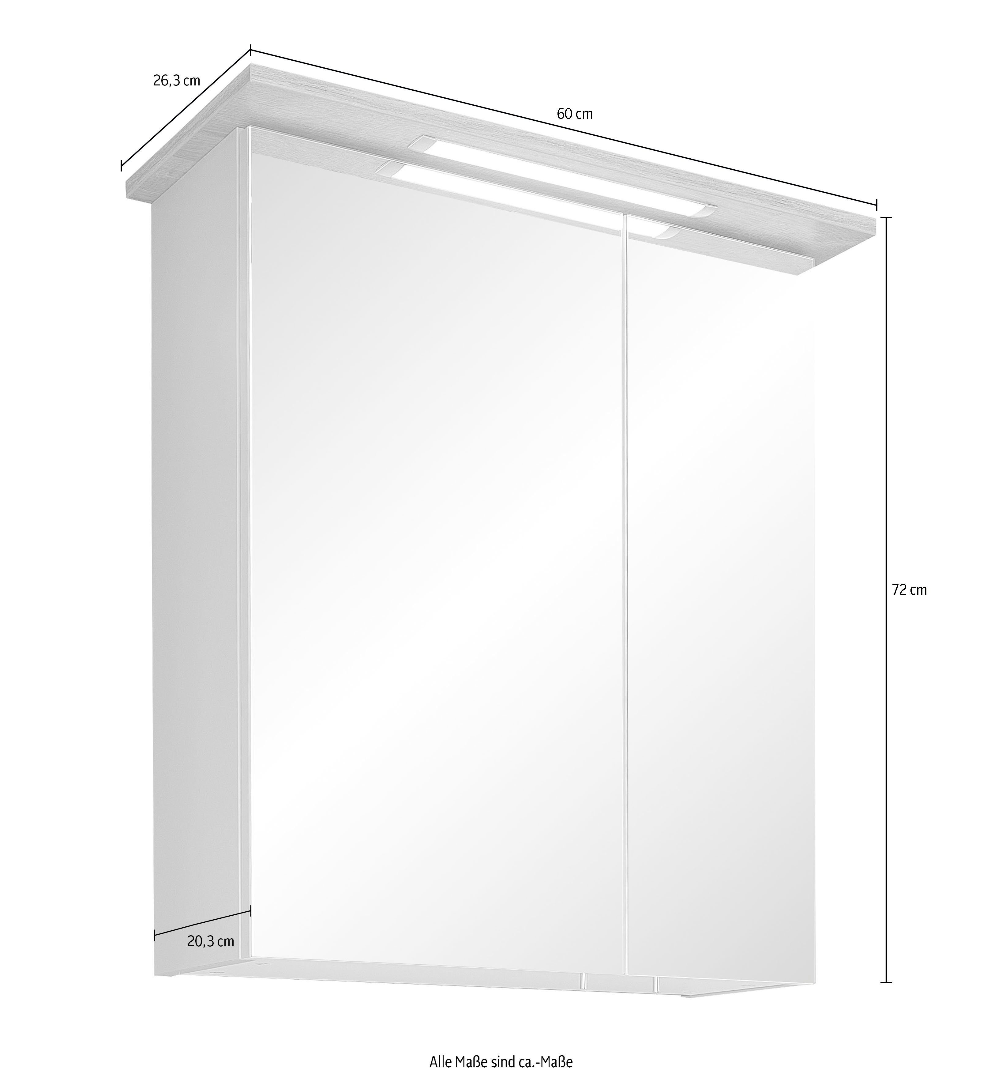 Saphir Badkamerserie Quickset 3-delig, wastafelonderkast met led-spiegelkast Halfhoge kast, incl. deurdemper, 4 deuren, 5 planken, badkamer set (3-delig)
