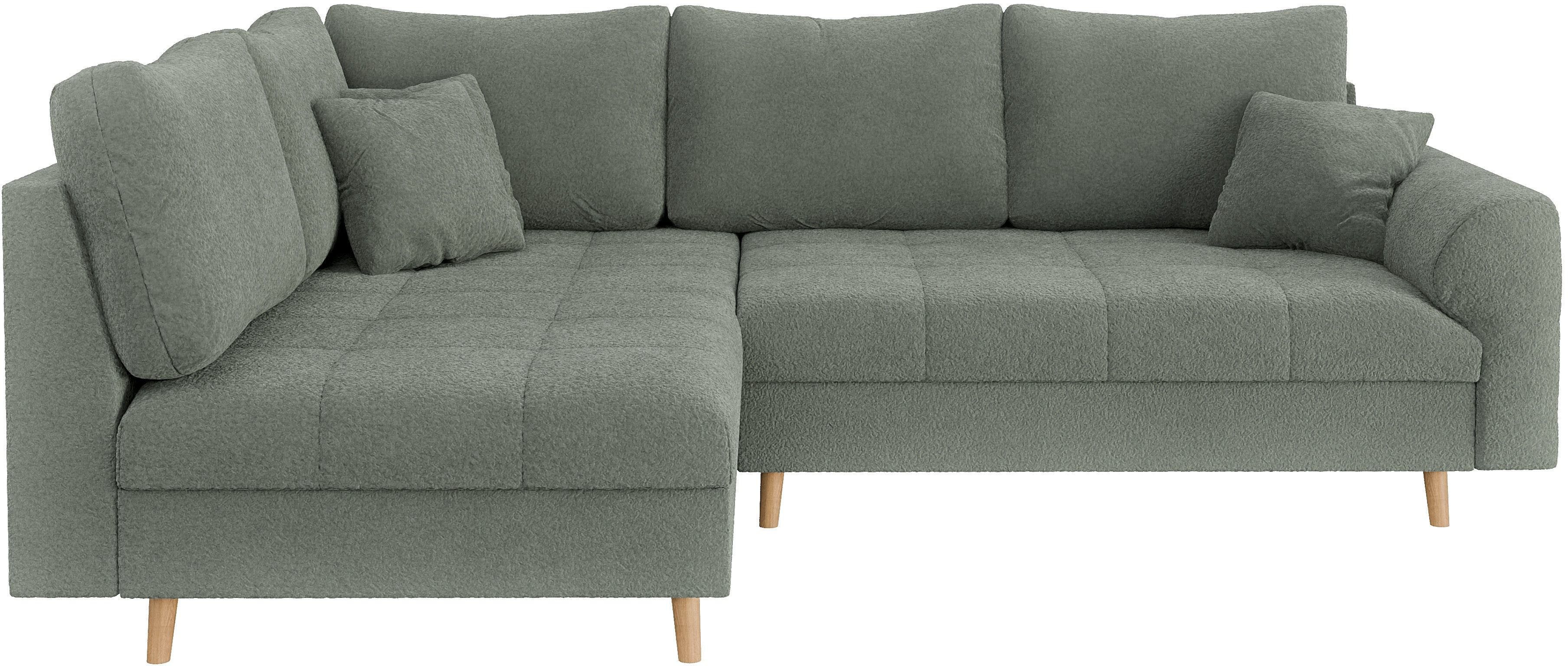 Home affaire Hoekbank CHARRE L-vorm met ottomane, afmetingen B/D/H: 231/161/81 cm fijne stiksels, losse rug- en sierkussens, ook in cord en bouclé