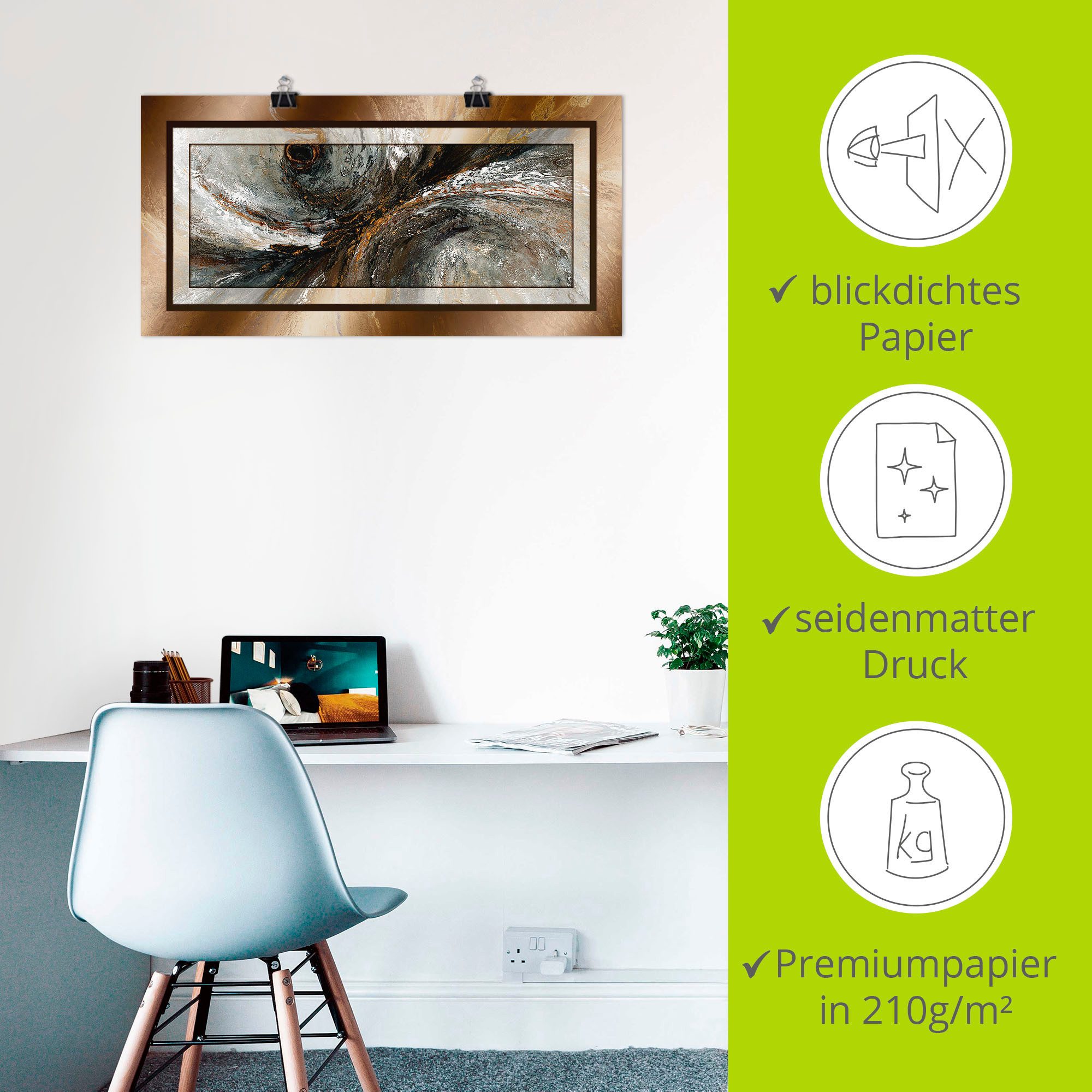 Artland Artprint Goudkleur abstract 2 als artprint van aluminium, artprint voor buiten, artprint op linnen, poster in verschillende maten. maten