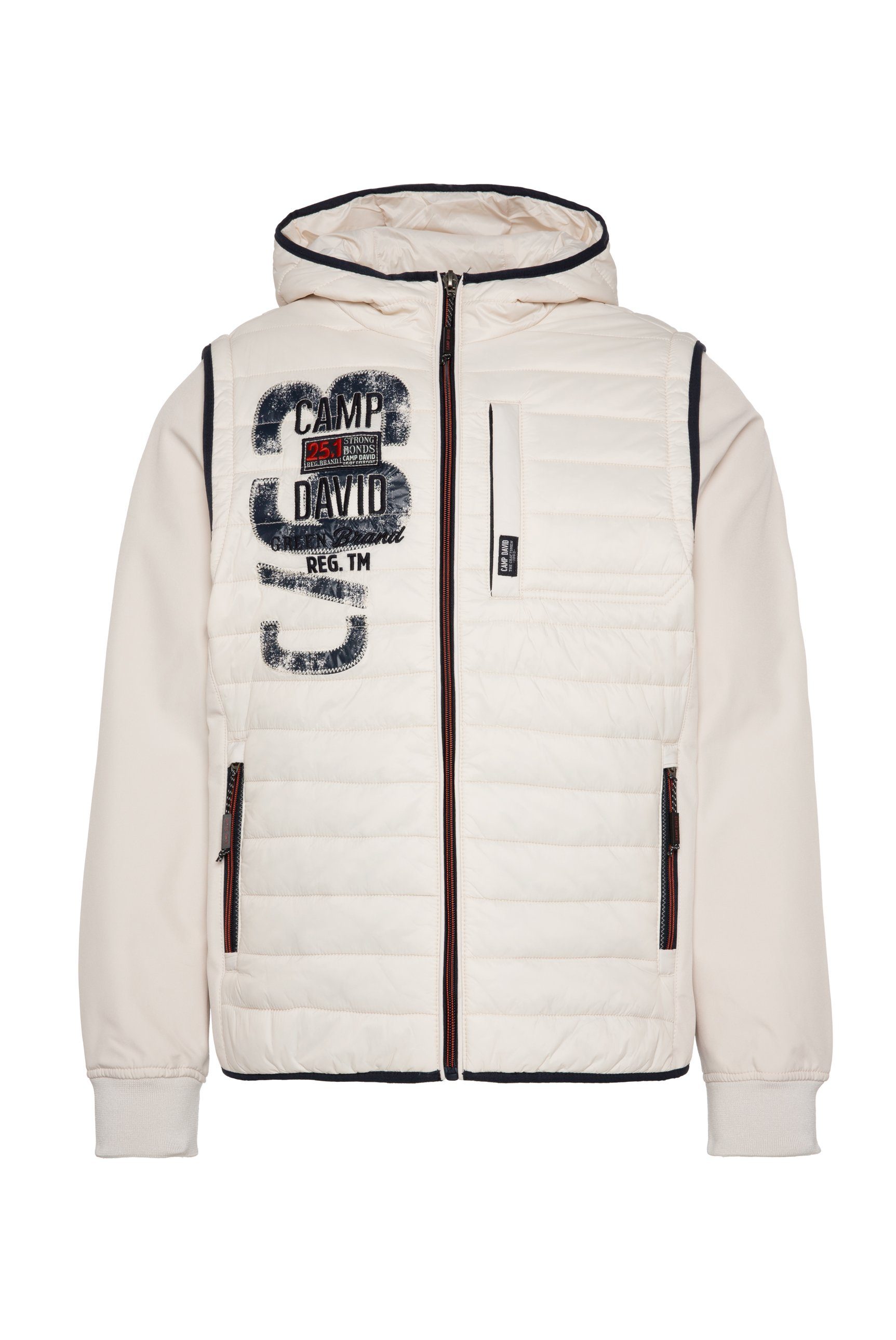 CAMP DAVID Softshell-jack met label-applicaties aan beide zijden