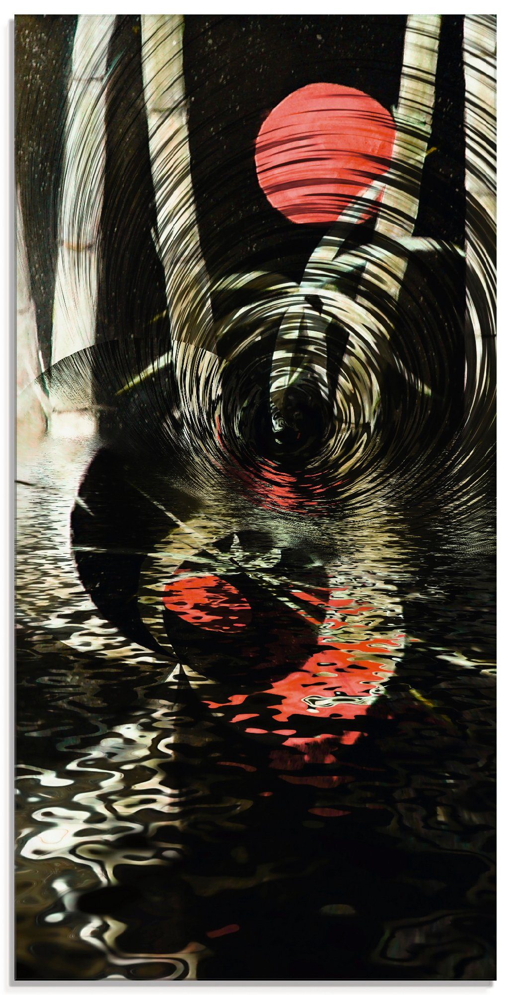 Artland Print op glas Rode maan in bamboe (1 stuk)