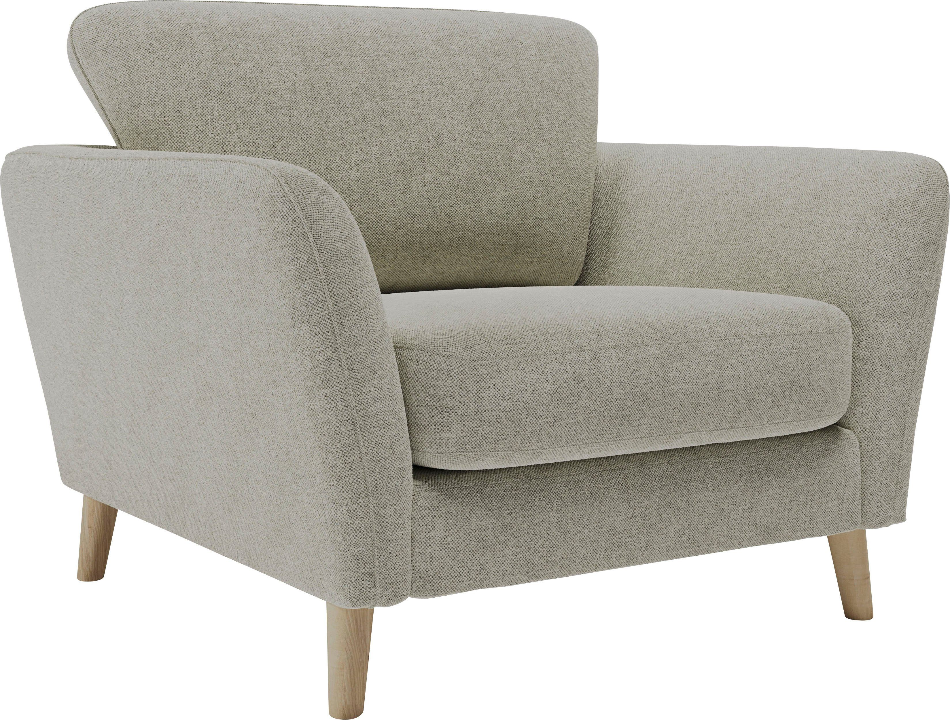 Home affaire Fauteuil Marseille Massief houten poten eiken, landhuisstijl, golfvering