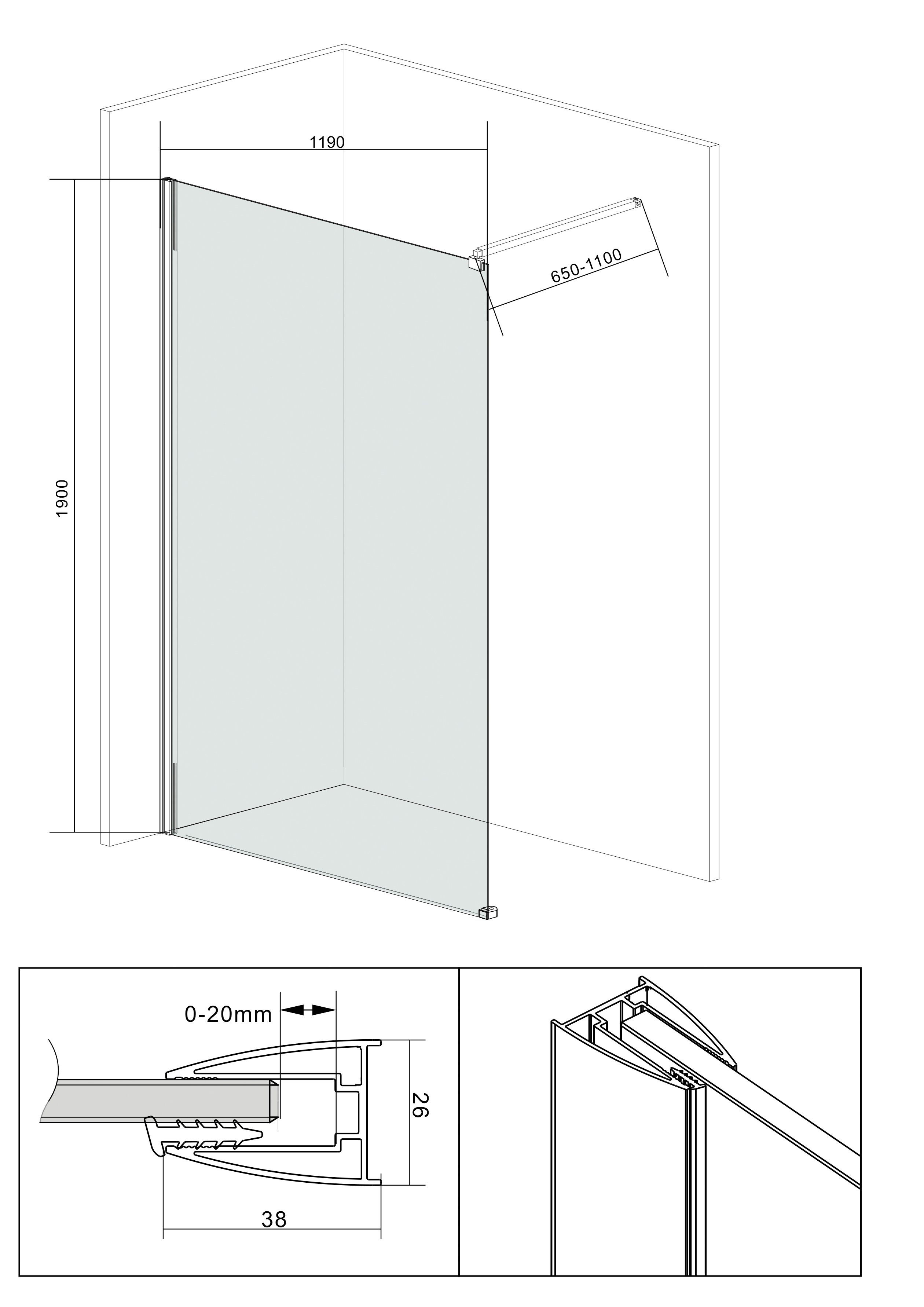 welltime Walk-in-douche Tropea, 80 cm