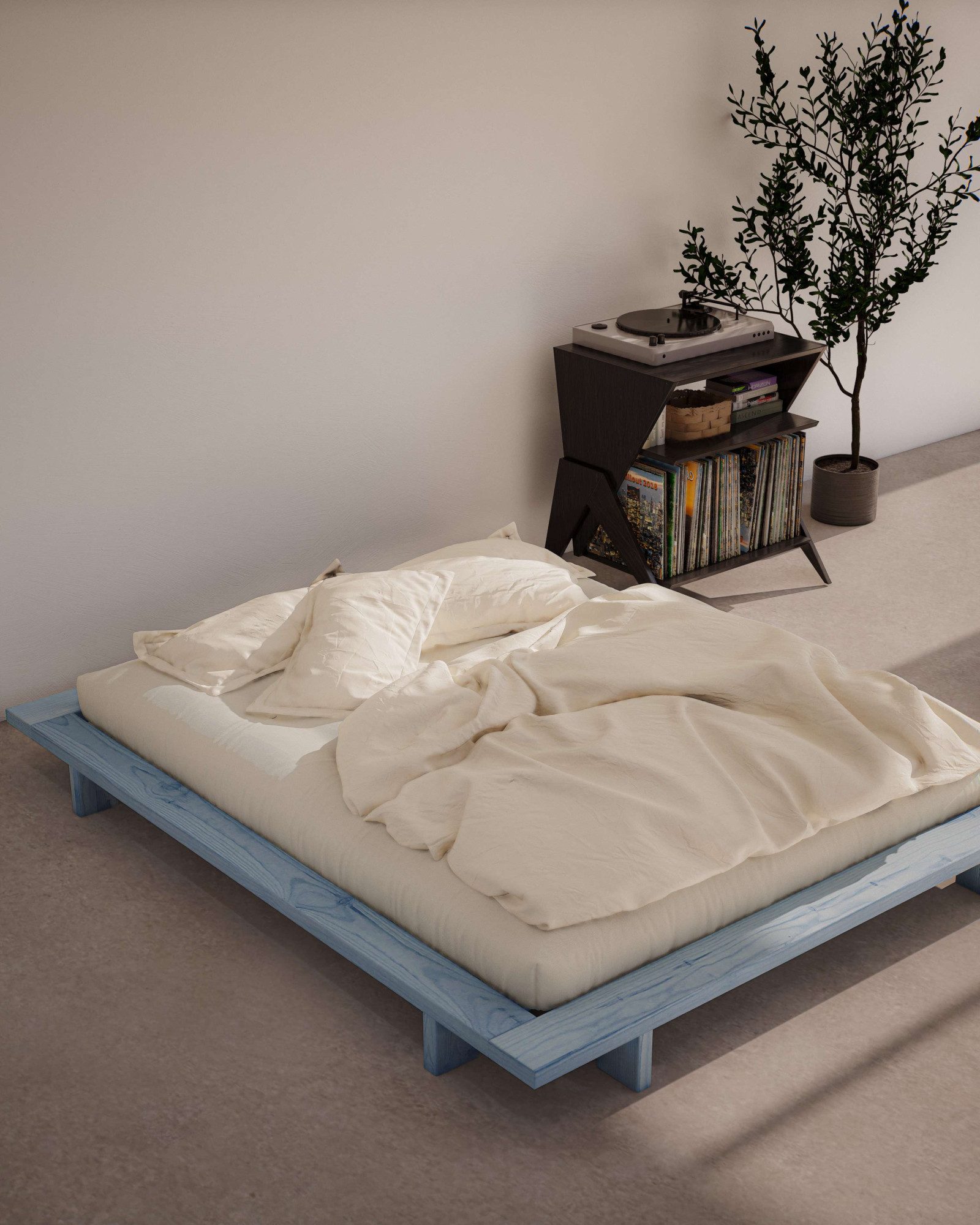 Karup Bedframe JAPAN BED grondbed, houten frame, futonbed, jeugdbed, houten bed Massief houten bed met lattenbodem, massief grenen, bed zonder hoofdeinde