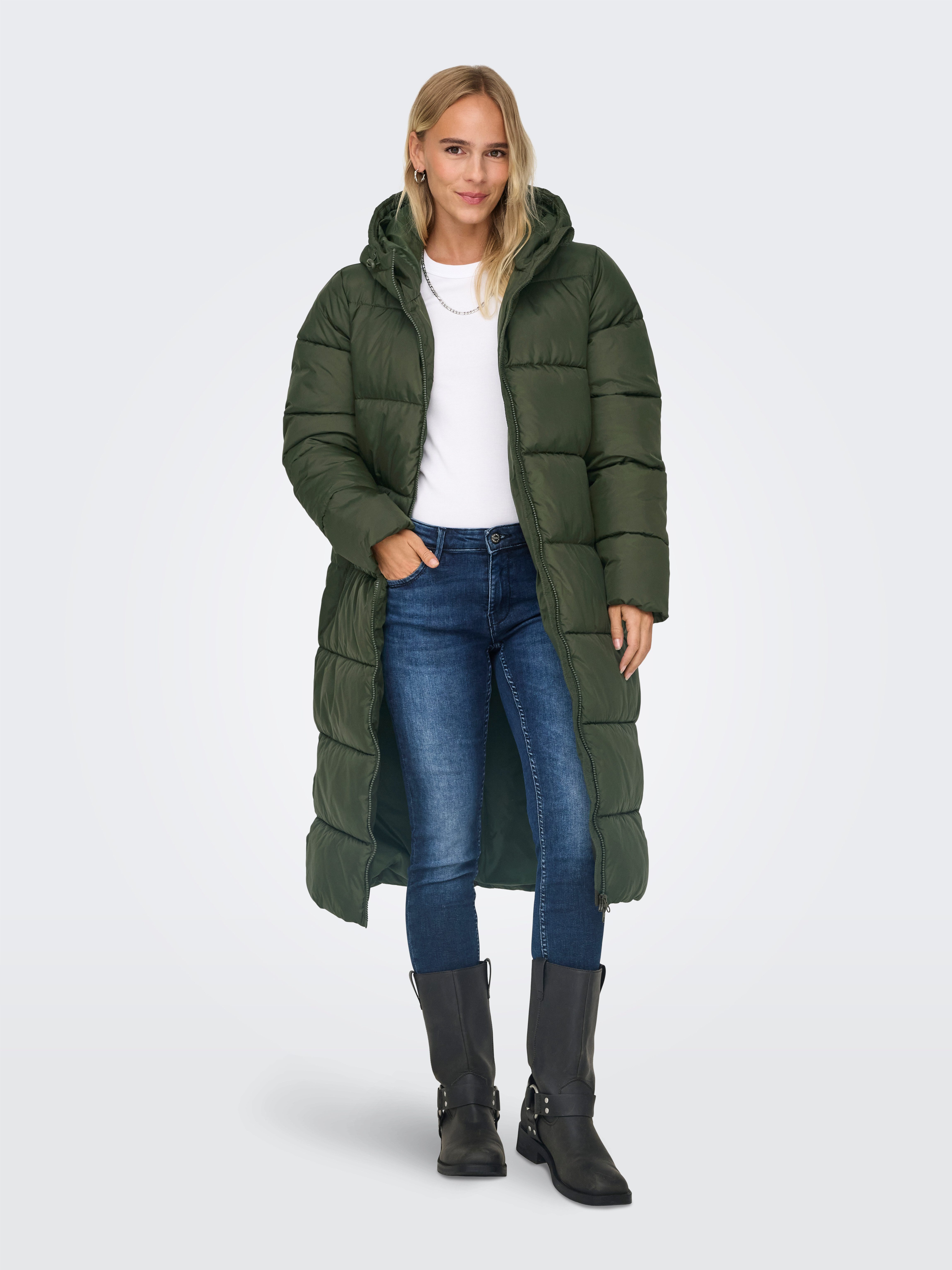 Only Gewatteerde jas ONLMONTANA LONG PUFFER JACKET NOOS OTW dames donsjassen maat XS (34) groen