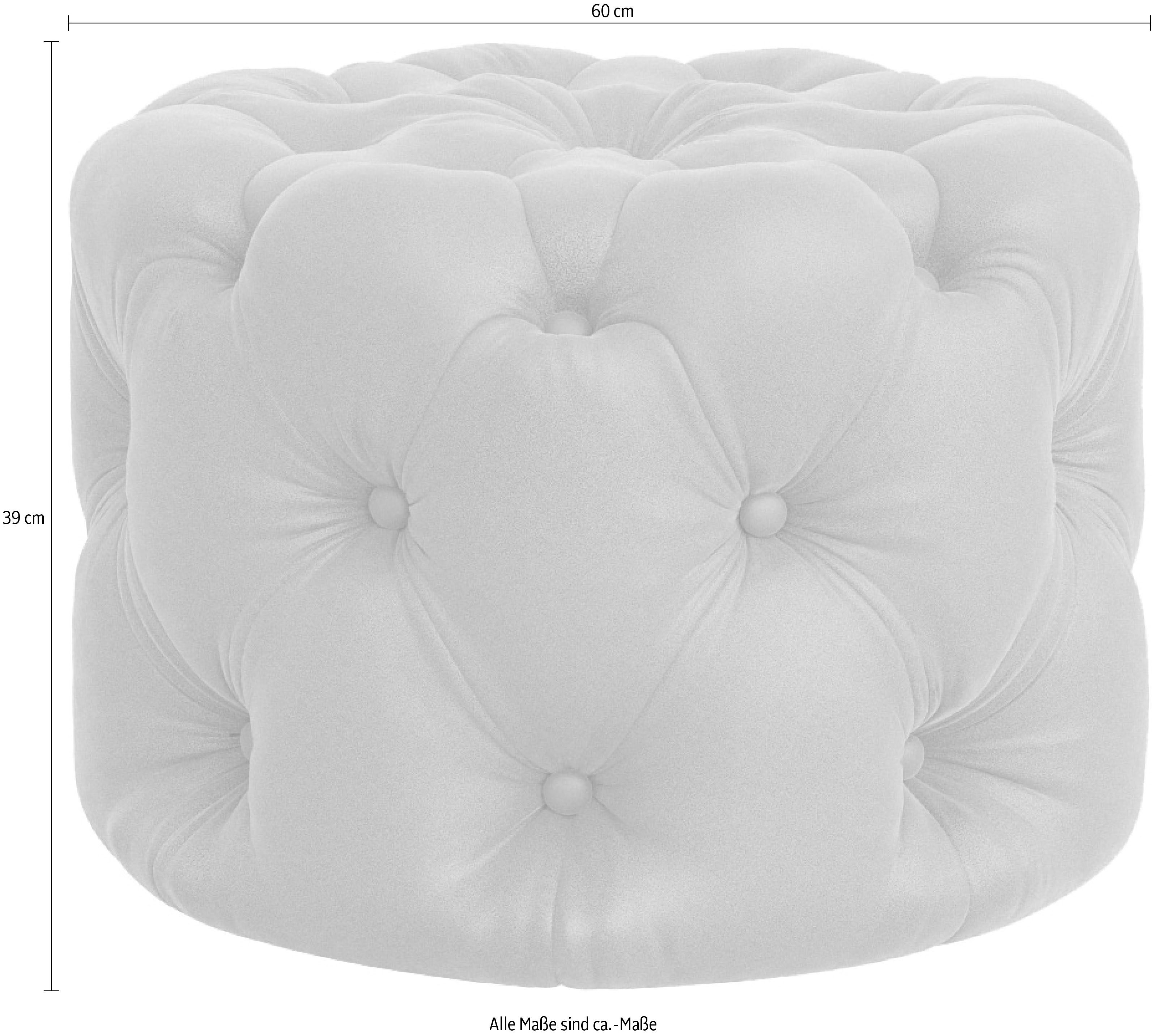 Places of Style Hocker FOLLINA Beklede poef met klassieke Chesterfield-knopafwerking