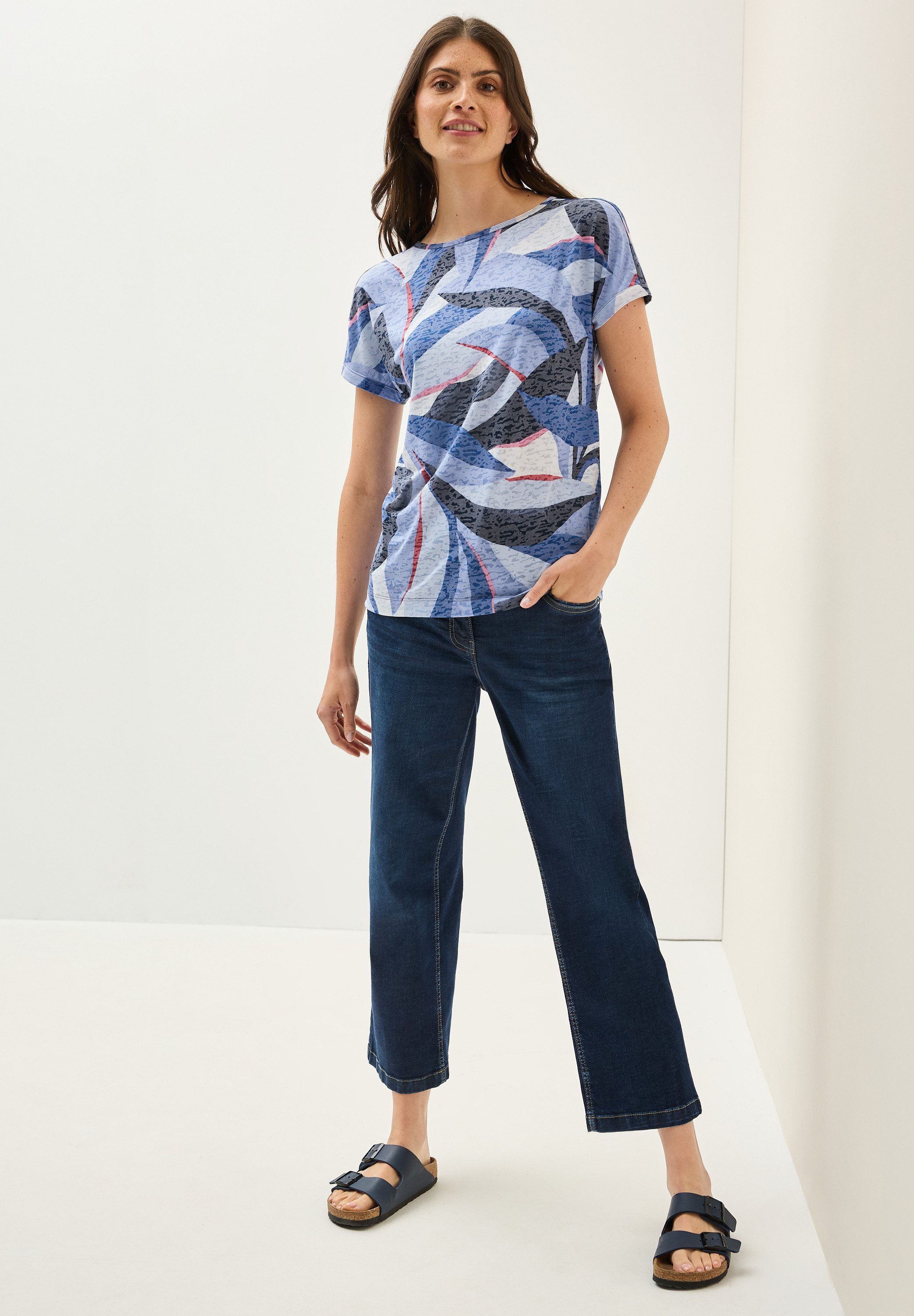 Cecil Shirt met print met etskant look