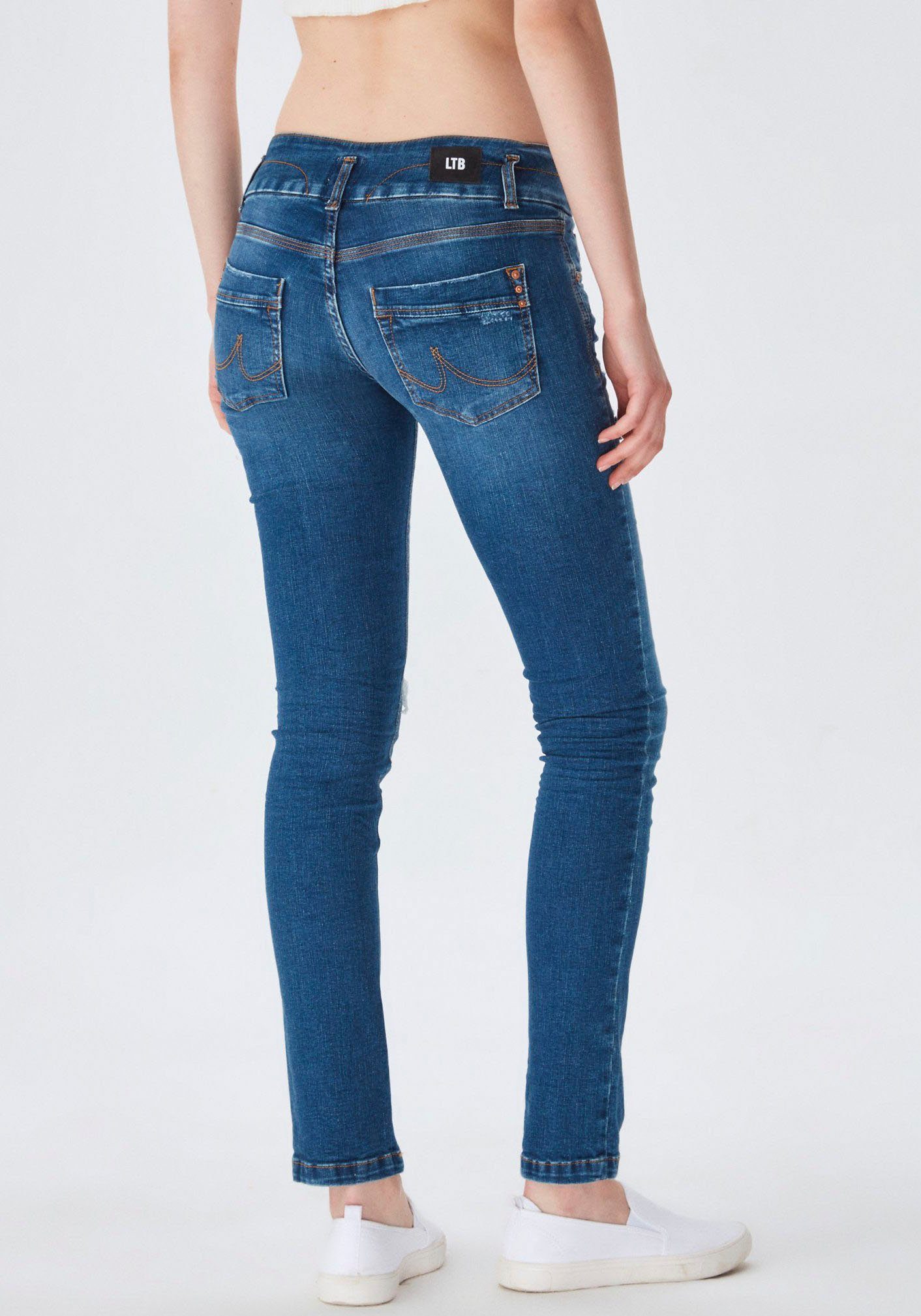 LTB Slim fit jeans Zena met brede tailleband met dubbele knopen