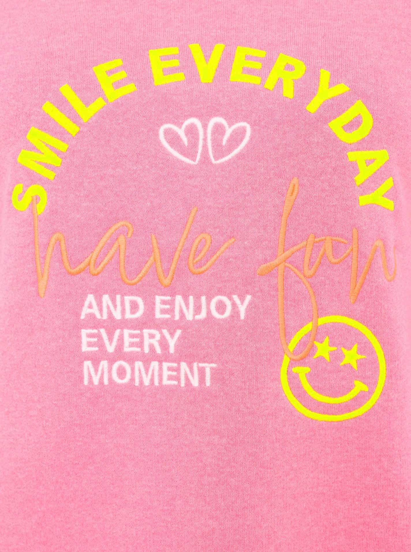 Zwillingsherz Sweatshirt Smile Everyday met used-look randen en borduursel