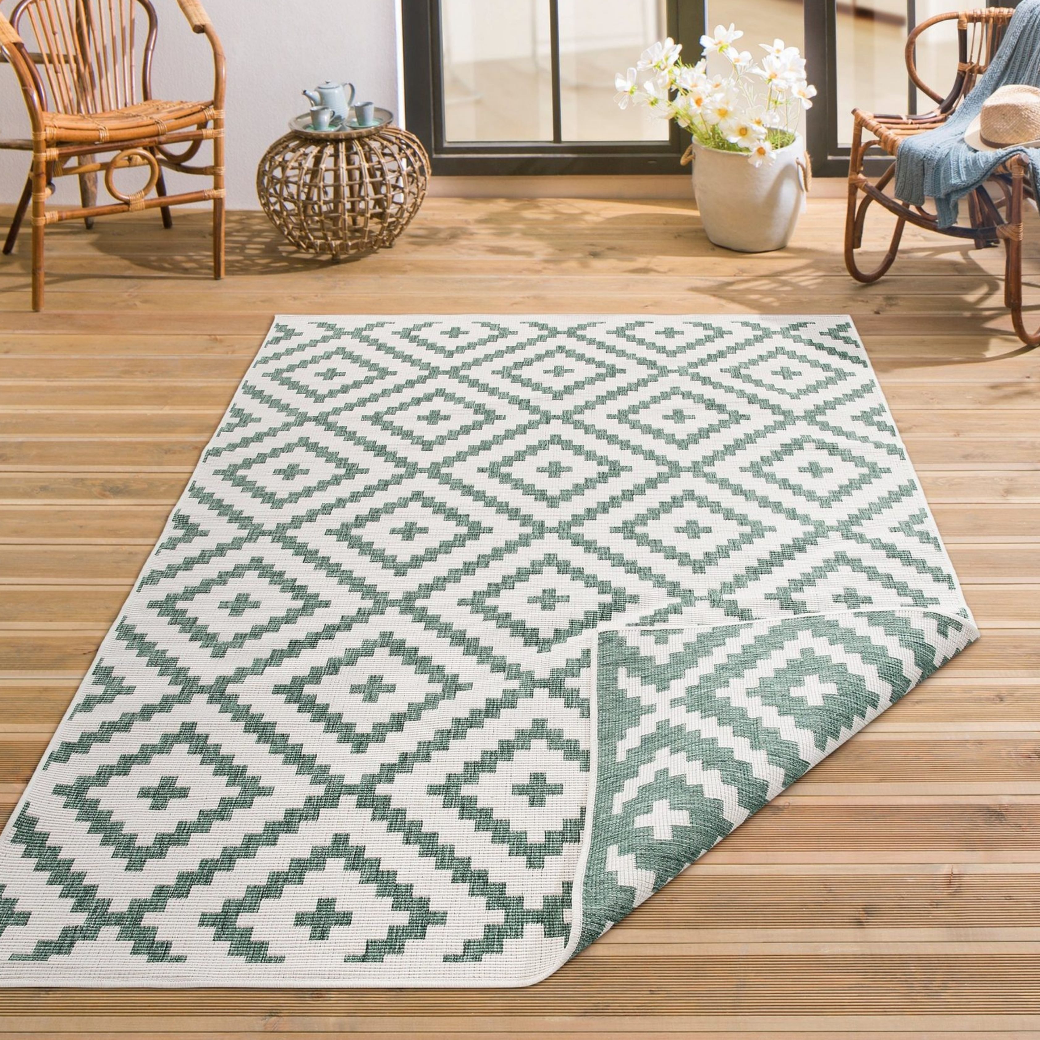 my home Vloerkleed Ronda tweezijdig te gebruiken kleed Sisal-look, platweefsel, in- en outdoor, geometrisch boho design moderne vloerkleden maat