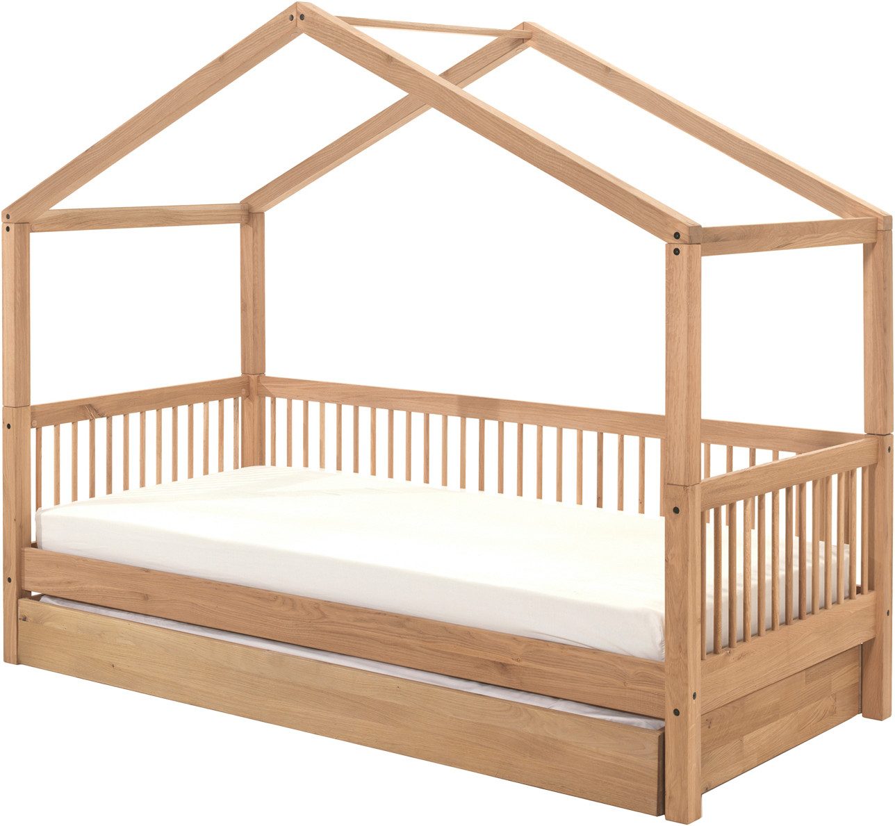 Home affaire Huisbed van massief geolied eikenhout, lf 90x200 cm, optioneel met bedlade