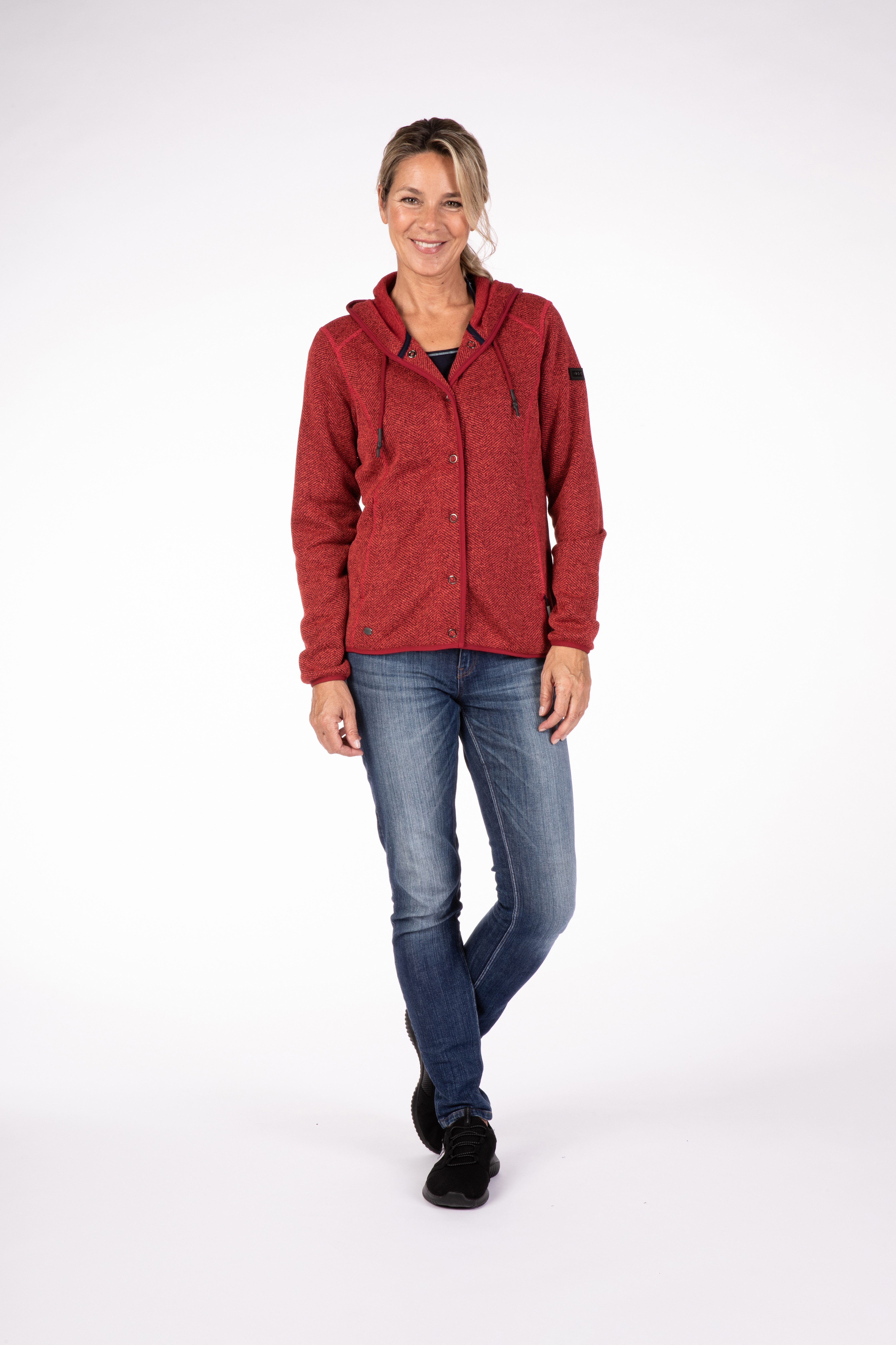 LPO Fleecejack SASKWOOD II WOMEN zacht fleecejack in traditionele look dames fleece vesten maat 36/38 (M) rood