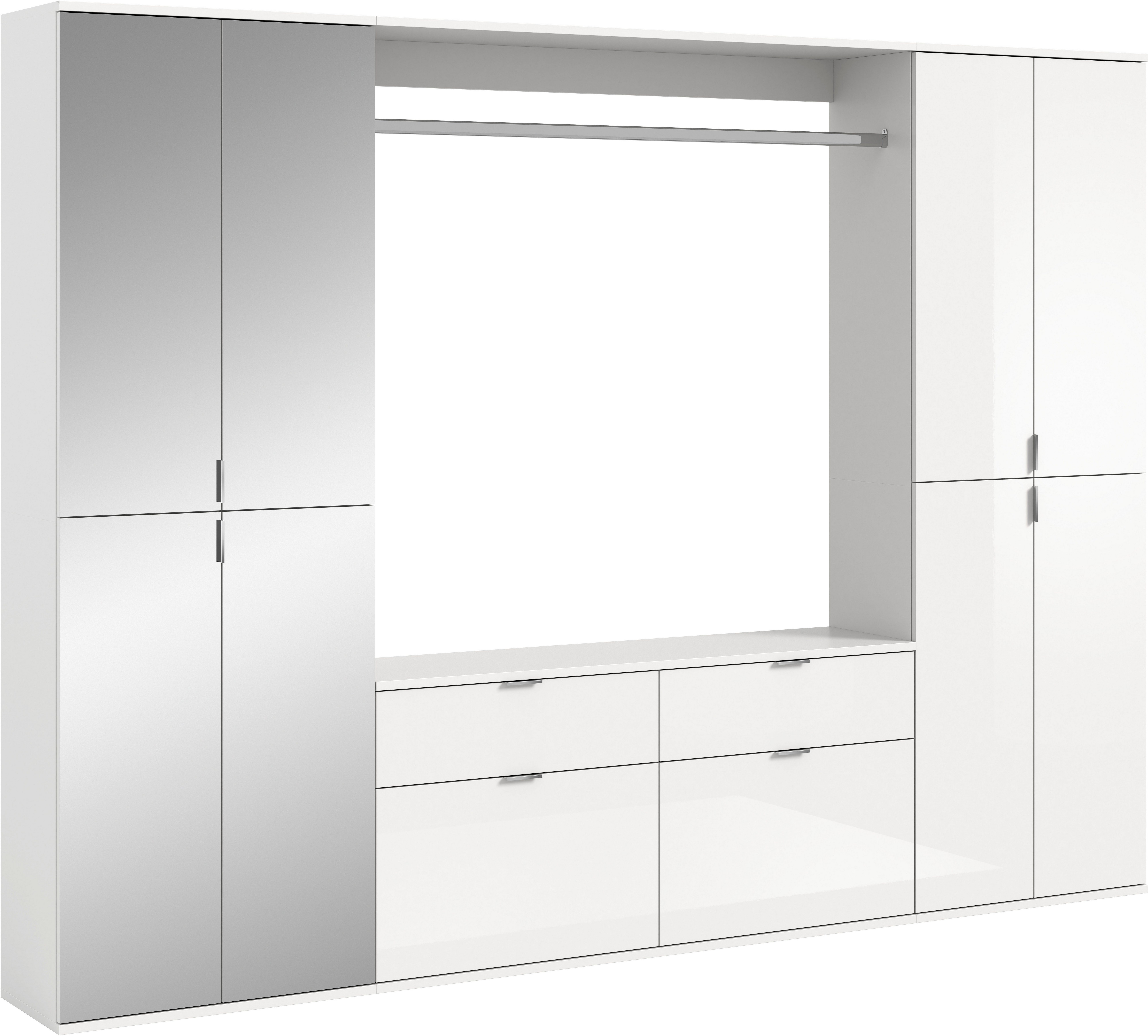 INOSIGN Halmeubelset Trondheim, Breedte 243 cm, 5-delig, bestaande uit: 2x garderobekast, 1 commode, 1 kledingstang, 1 legplank (set, 4-delig)