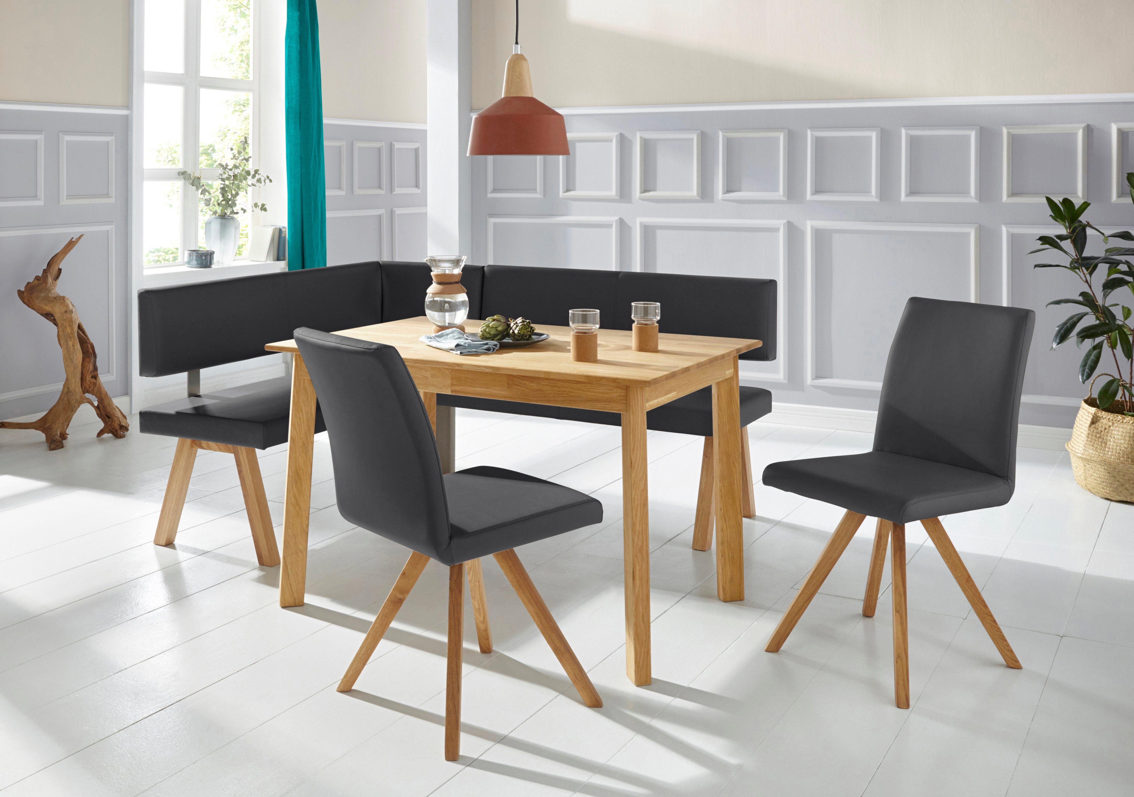 Home affaire Kuipstoel Rio Bekleding van imitatieleer of structuurstof en het frame is geolied eiken (2 stuks)