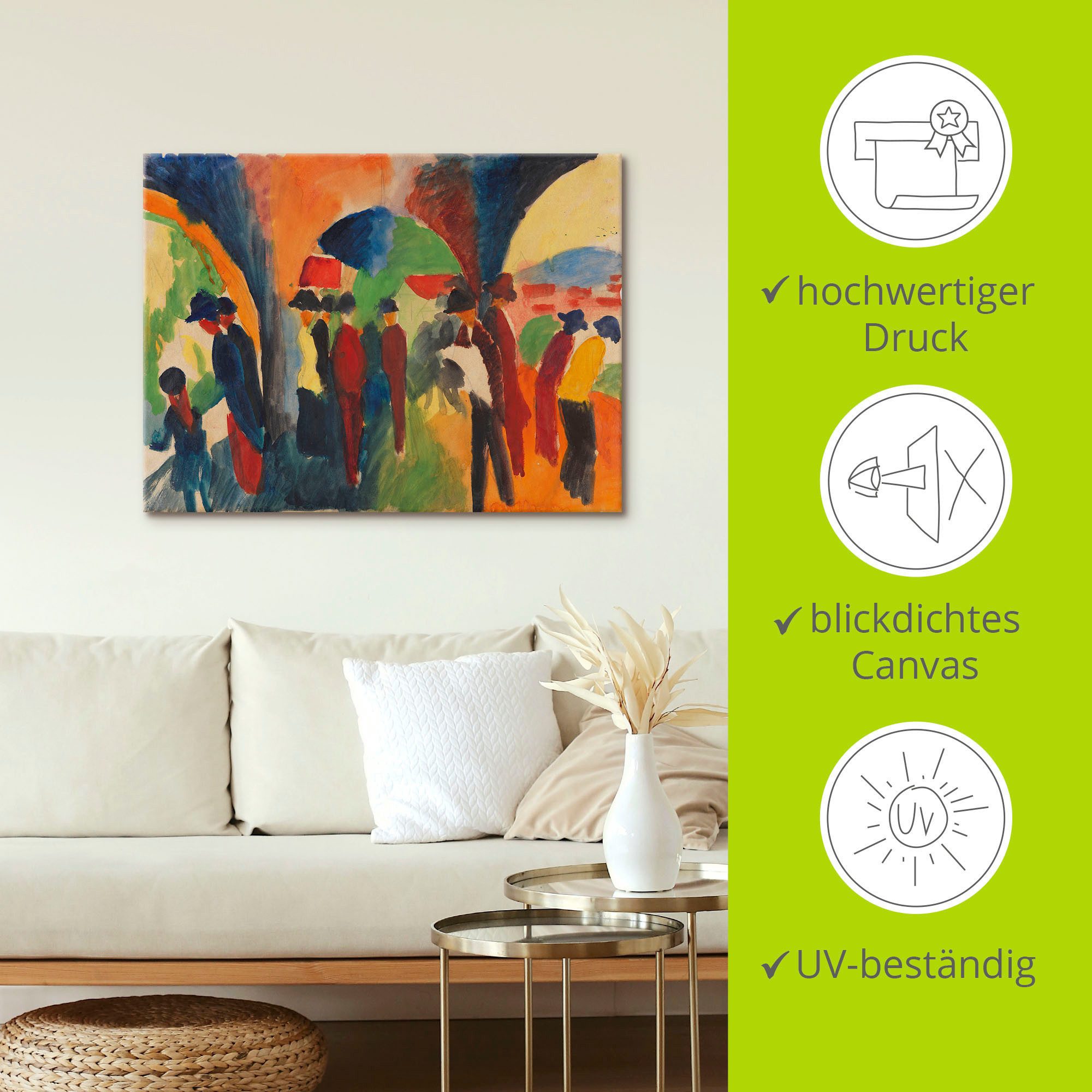 Artland Artprint op linnen Onder de arcades van Thun