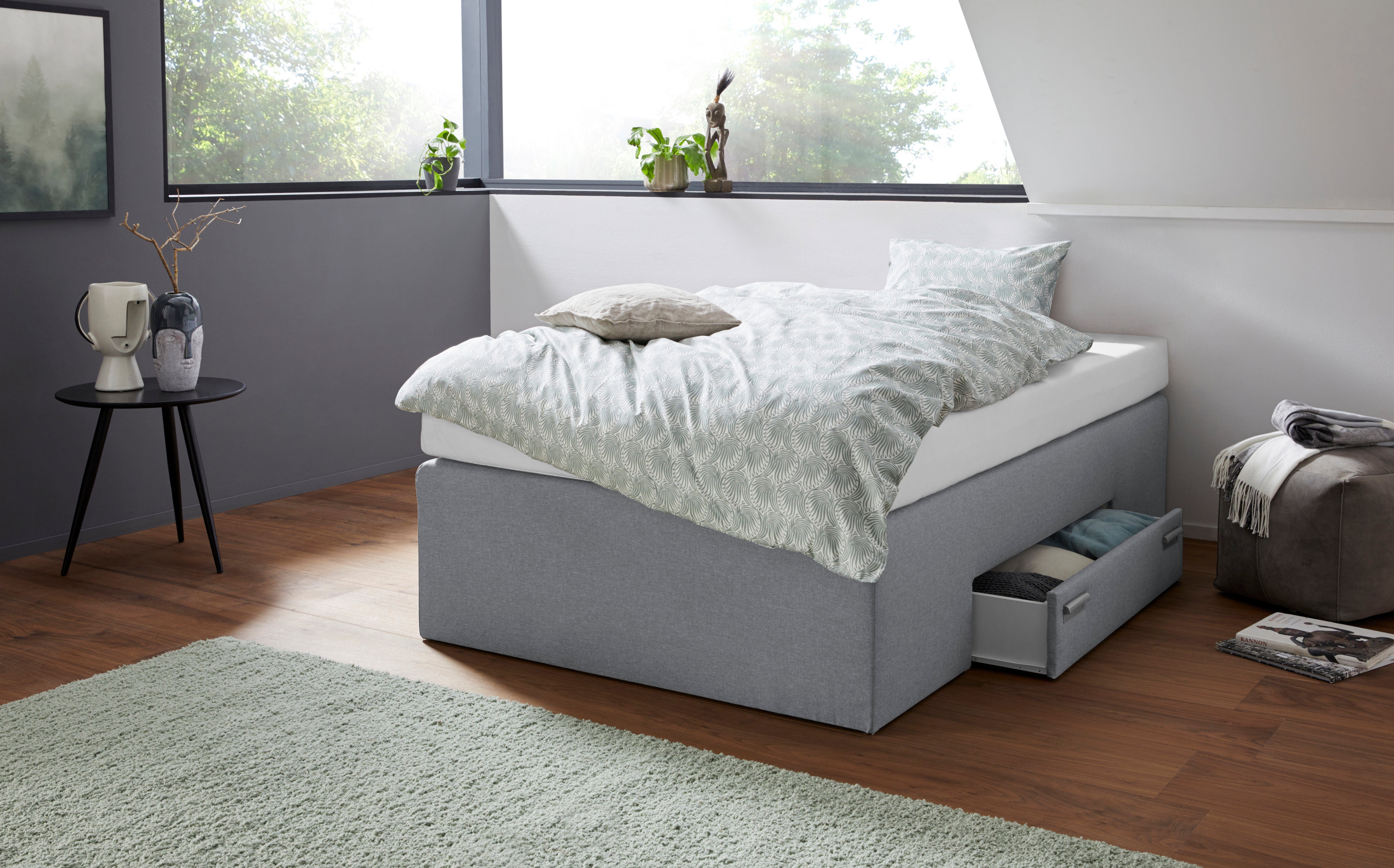 Westfalia Polsterbetten Boxspring met geïntegreerde lade, vrij plaatsbaar boxsprings grijs