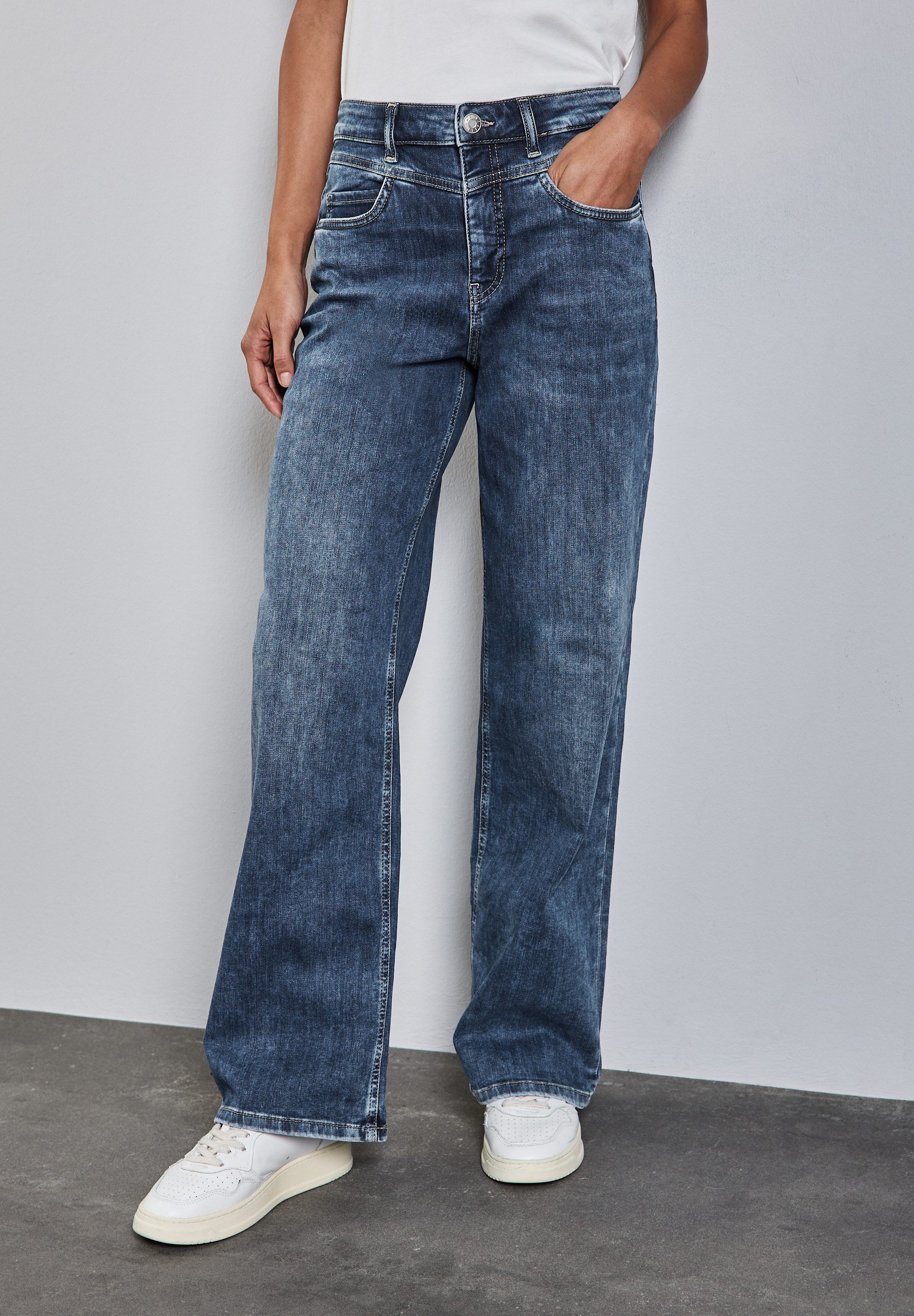 STREET ONE Wijde jeans in five-pocketsstijl dames wide leg jeans maat 33 blauw