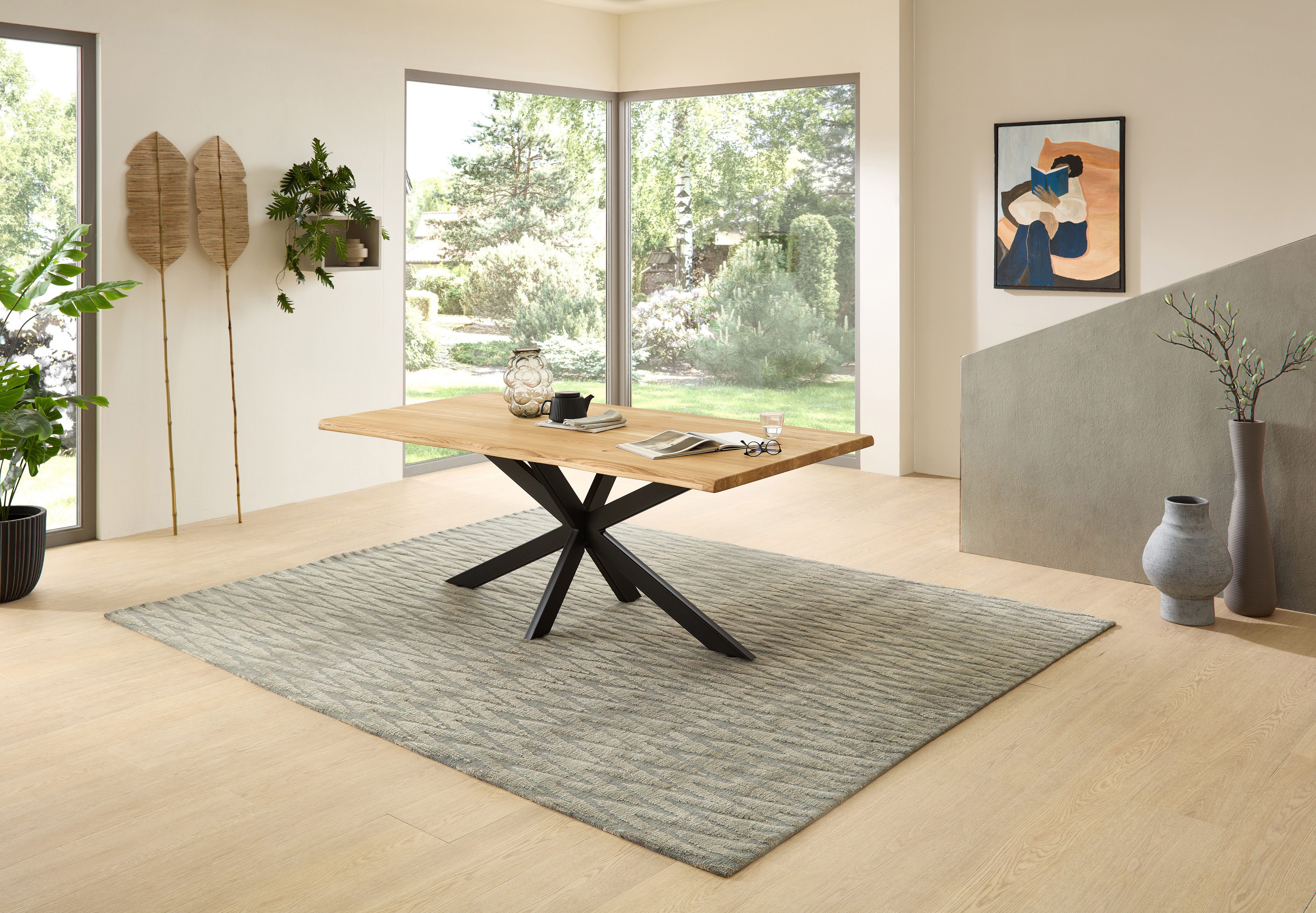 Stolkom Eettafel TOM, TOPSELLER! 200 cm breed massief eikenhout met boomrand