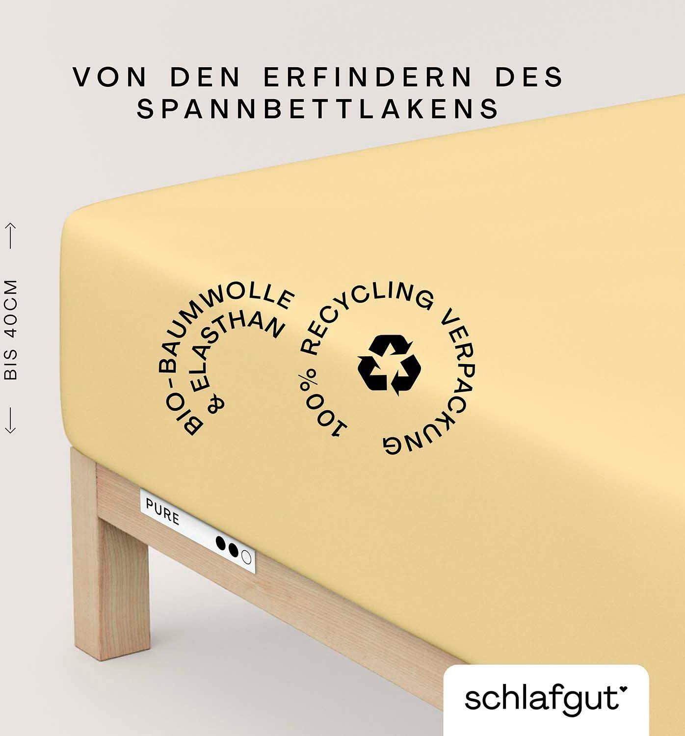 Schlafgut Hoeslaken PURE BOXSPRING in maat 90x200, 140x200 of 180x200, voor boxspringbed (1 stuk) hoeslakens maat 140-160 cm x 200-220 cm geel