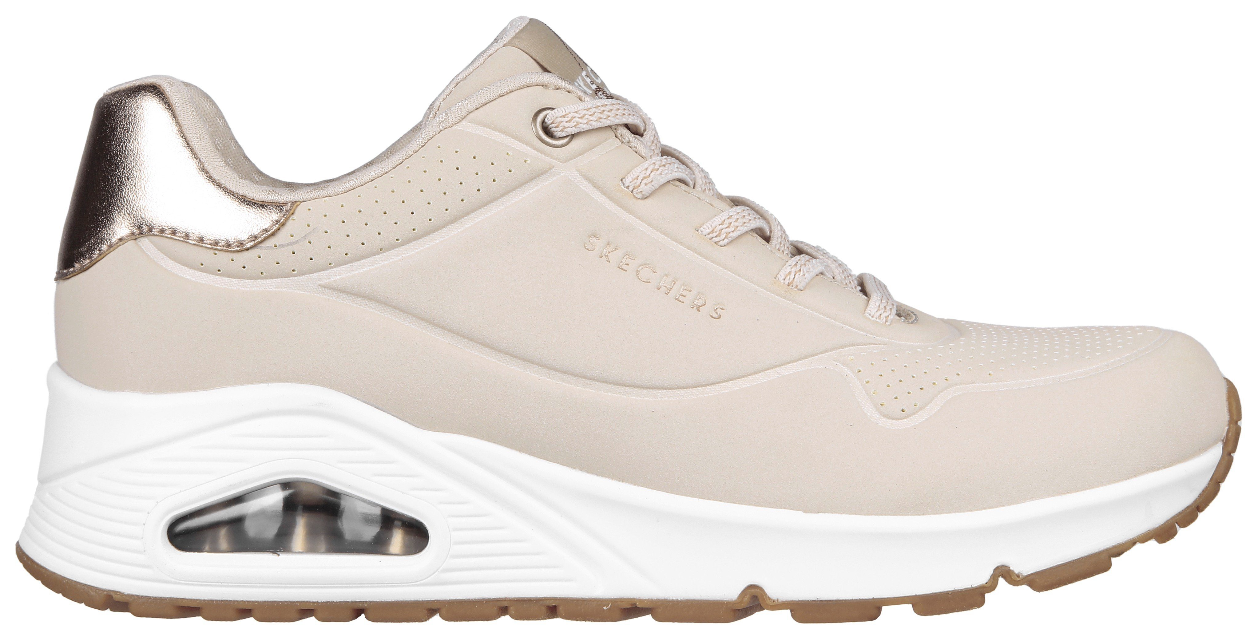 Skechers Slip-on sneakers UNO SHIMMER AWAY Slipper, vrijetijdsschoen, plateau sneaker met modieuze sleehak