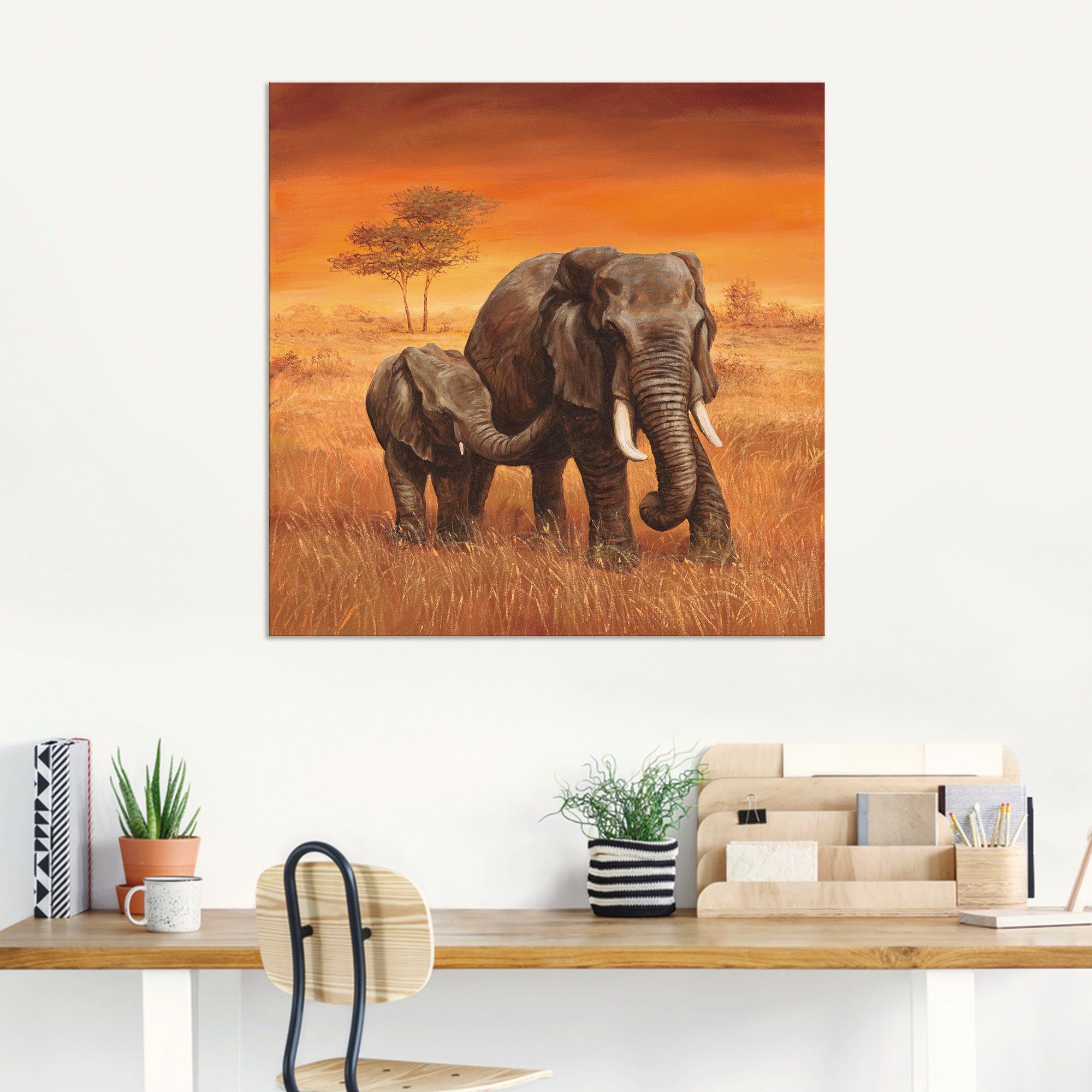 Artland Artprint Olifanten II als artprint van aluminium, artprint voor buiten, artprint op linnen, poster, muursticker