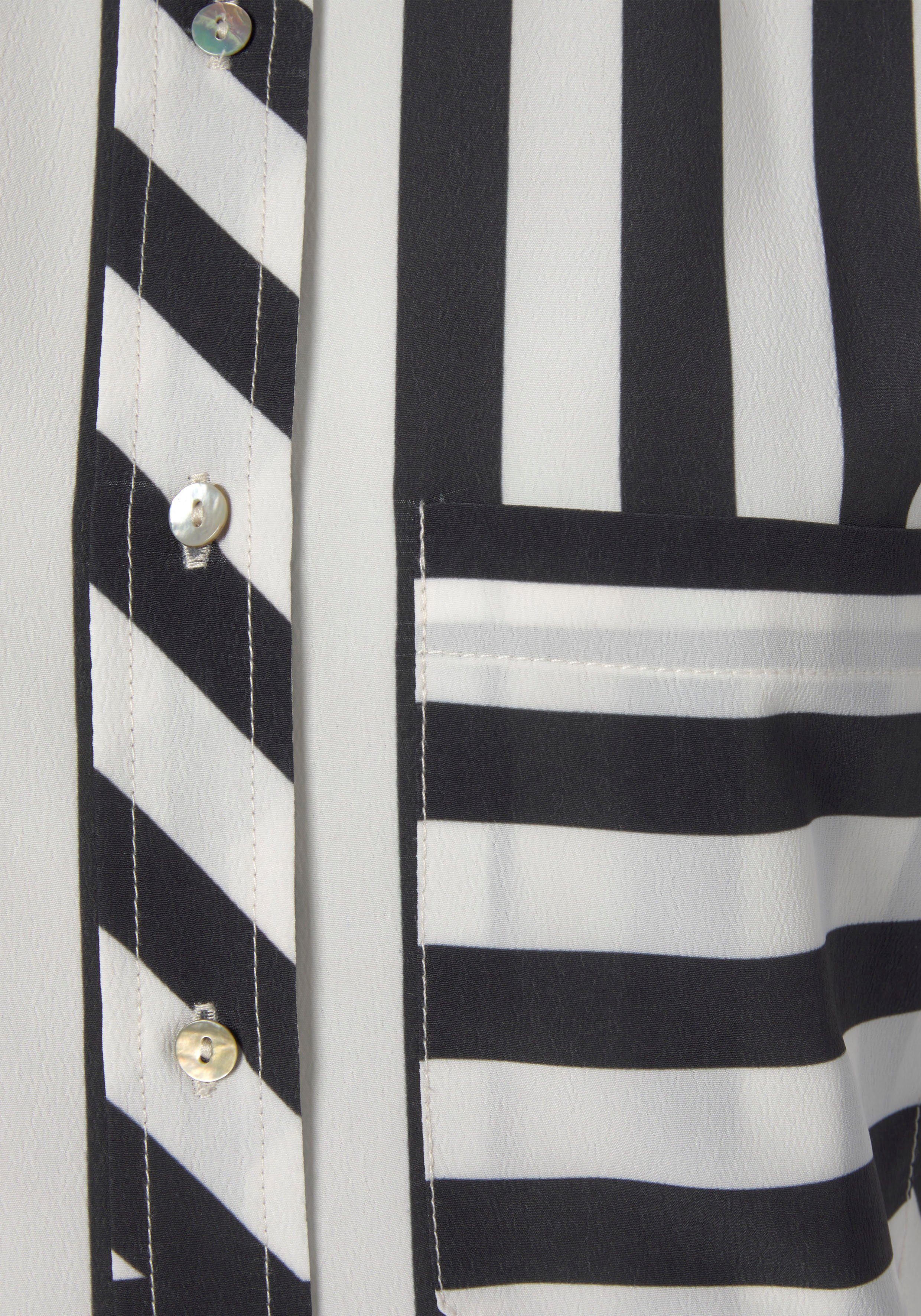 Lascana Top met knoopsluiting, streep patroon, damesblouse met blazerkraag