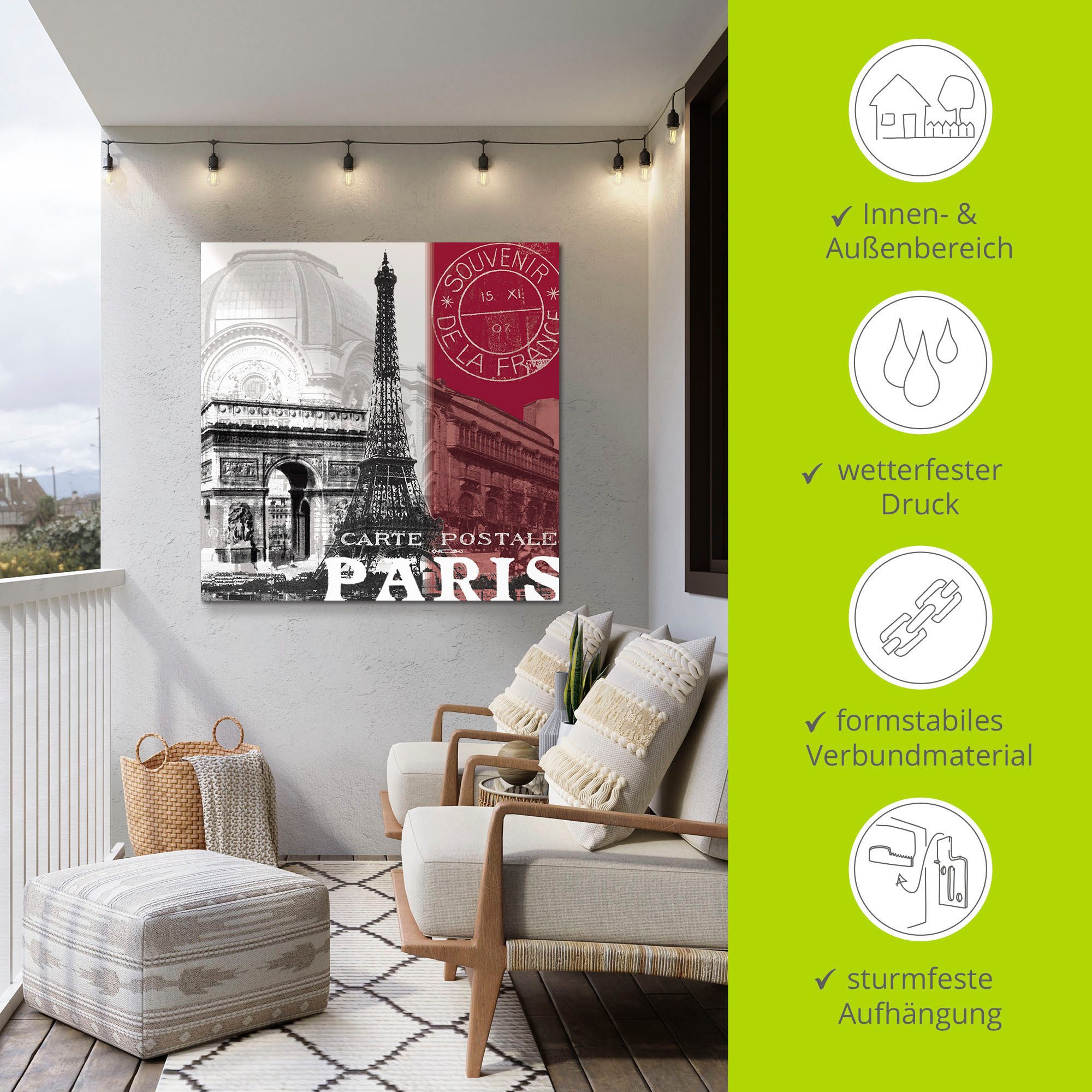 Artland Artprint Paris als artprint van aluminium, artprint voor buiten, artprint op linnen in verschillende maten