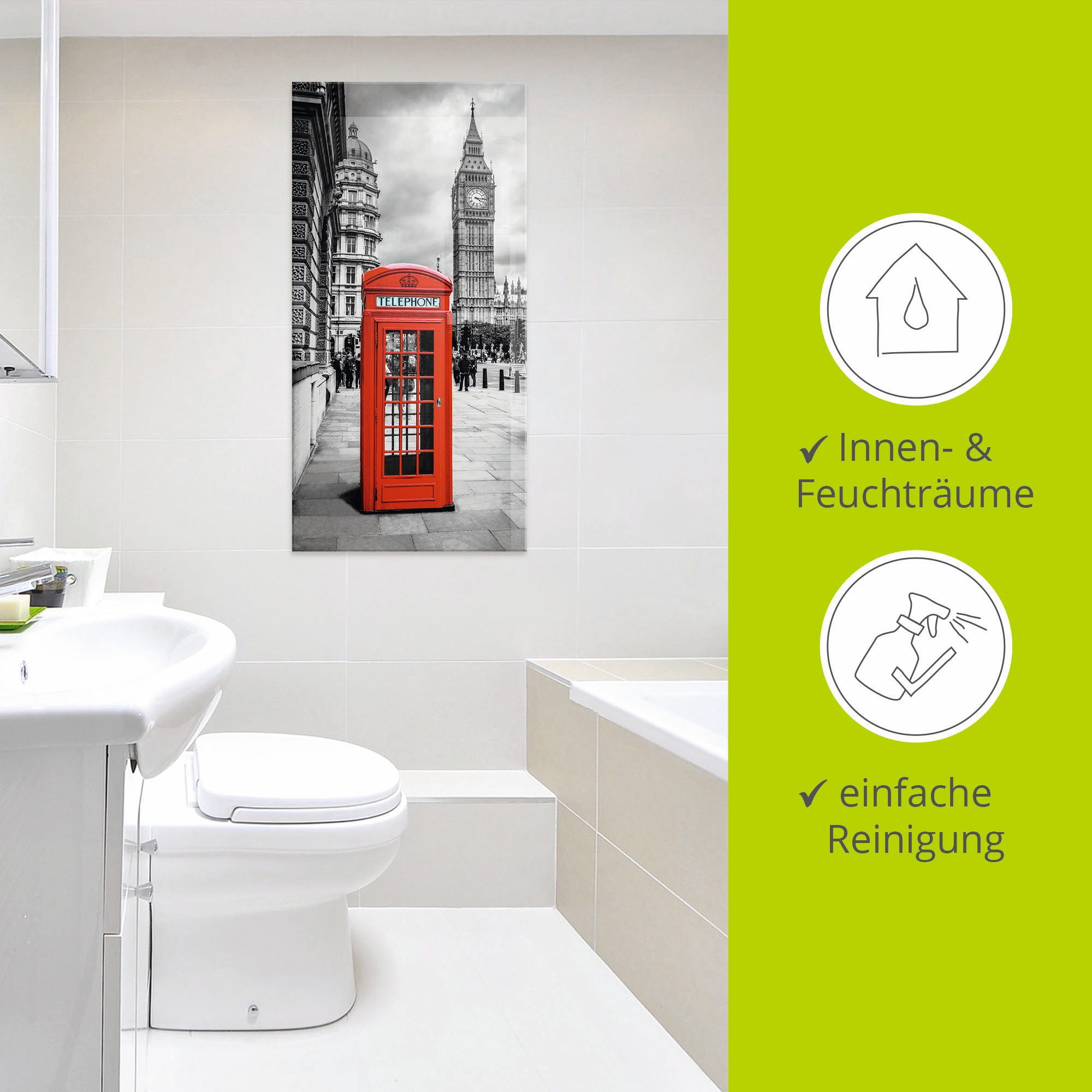 Artland Print op glas London telefooncel I in verschillende maten