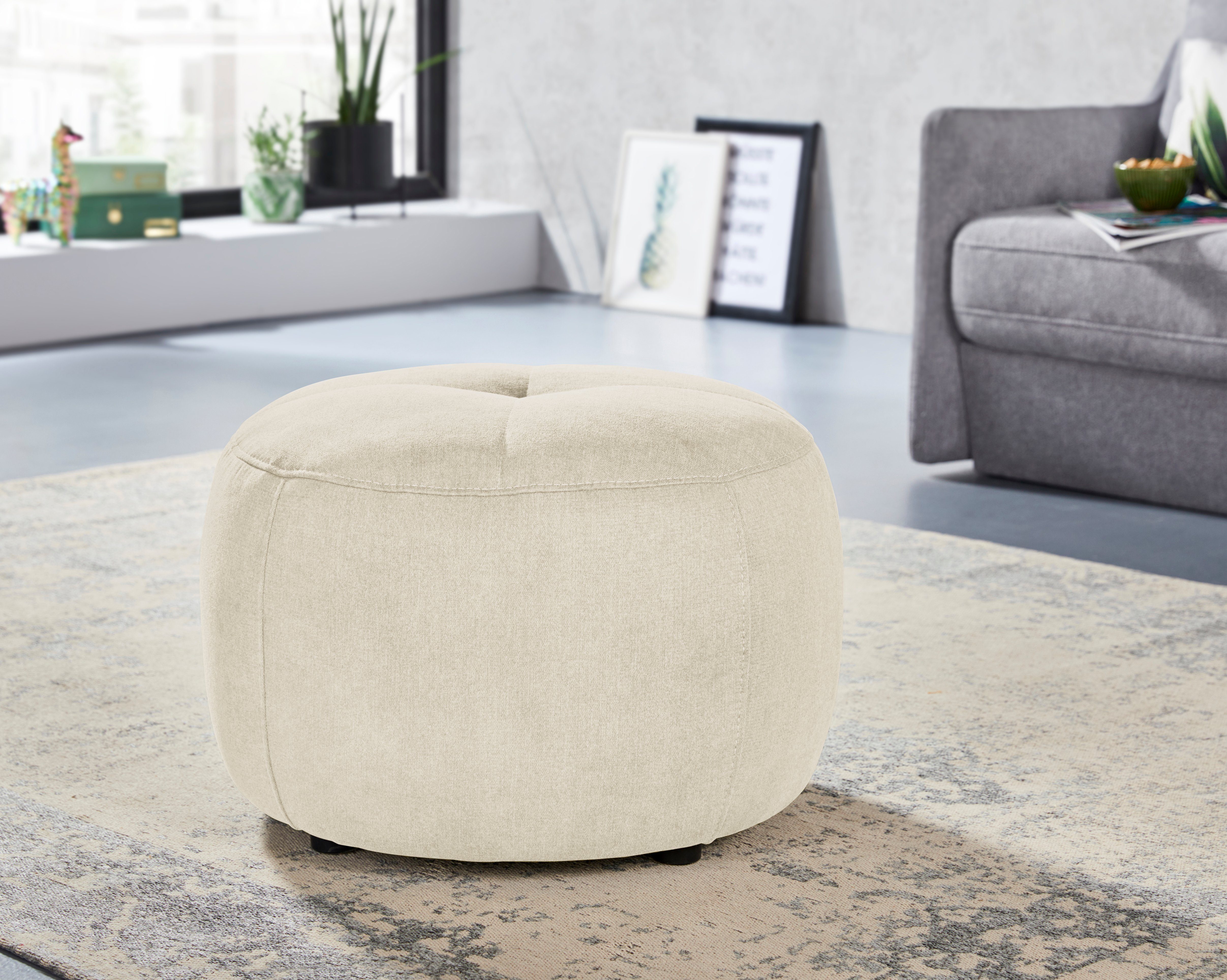 INOSIGN Hocker Lounis Ronde hocker in 2 afmetingen, "soft clean" voor het gemakkelijk reinigen met water