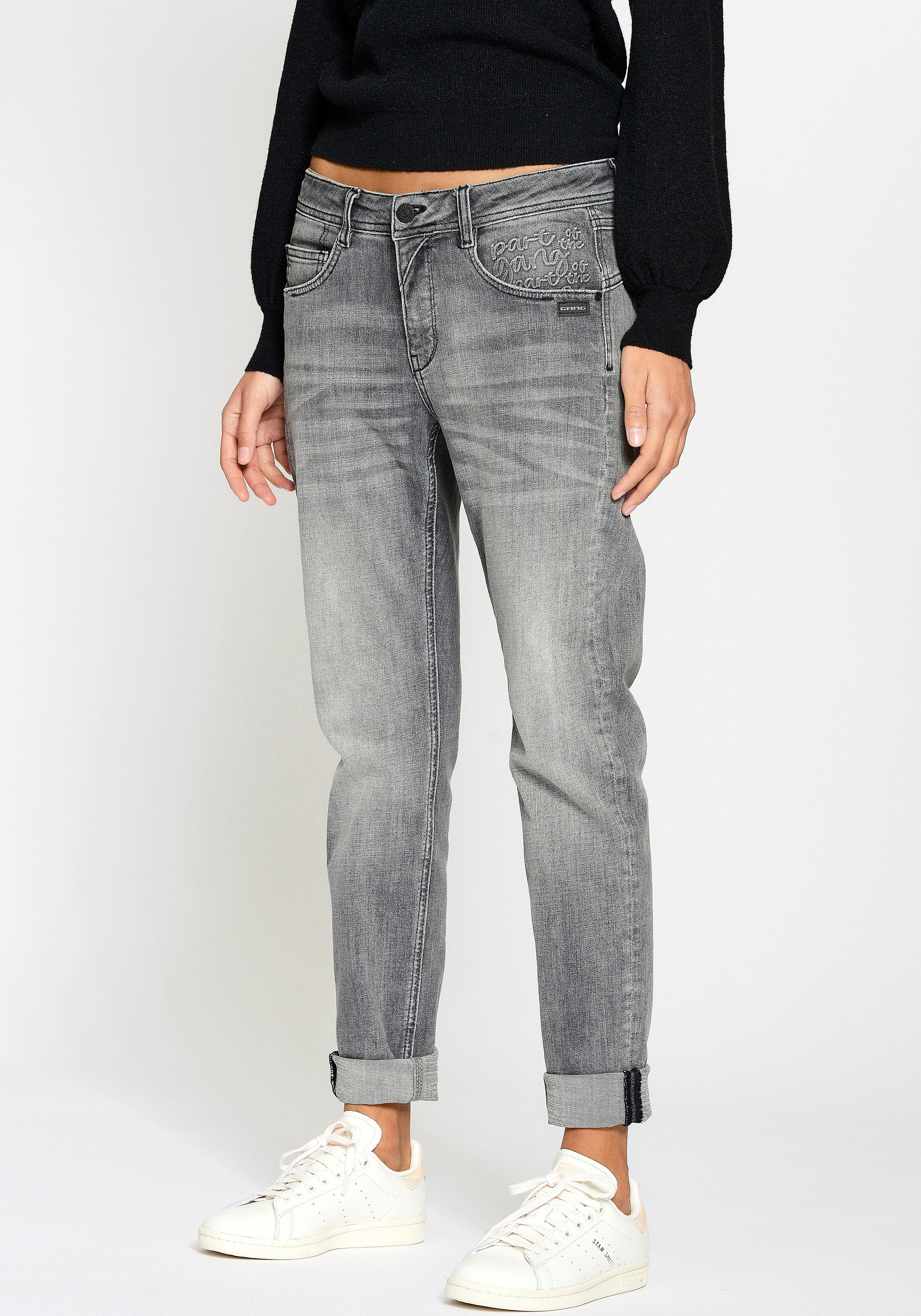 GANG Relax fit jeans 94AMELIE met used-effecten
