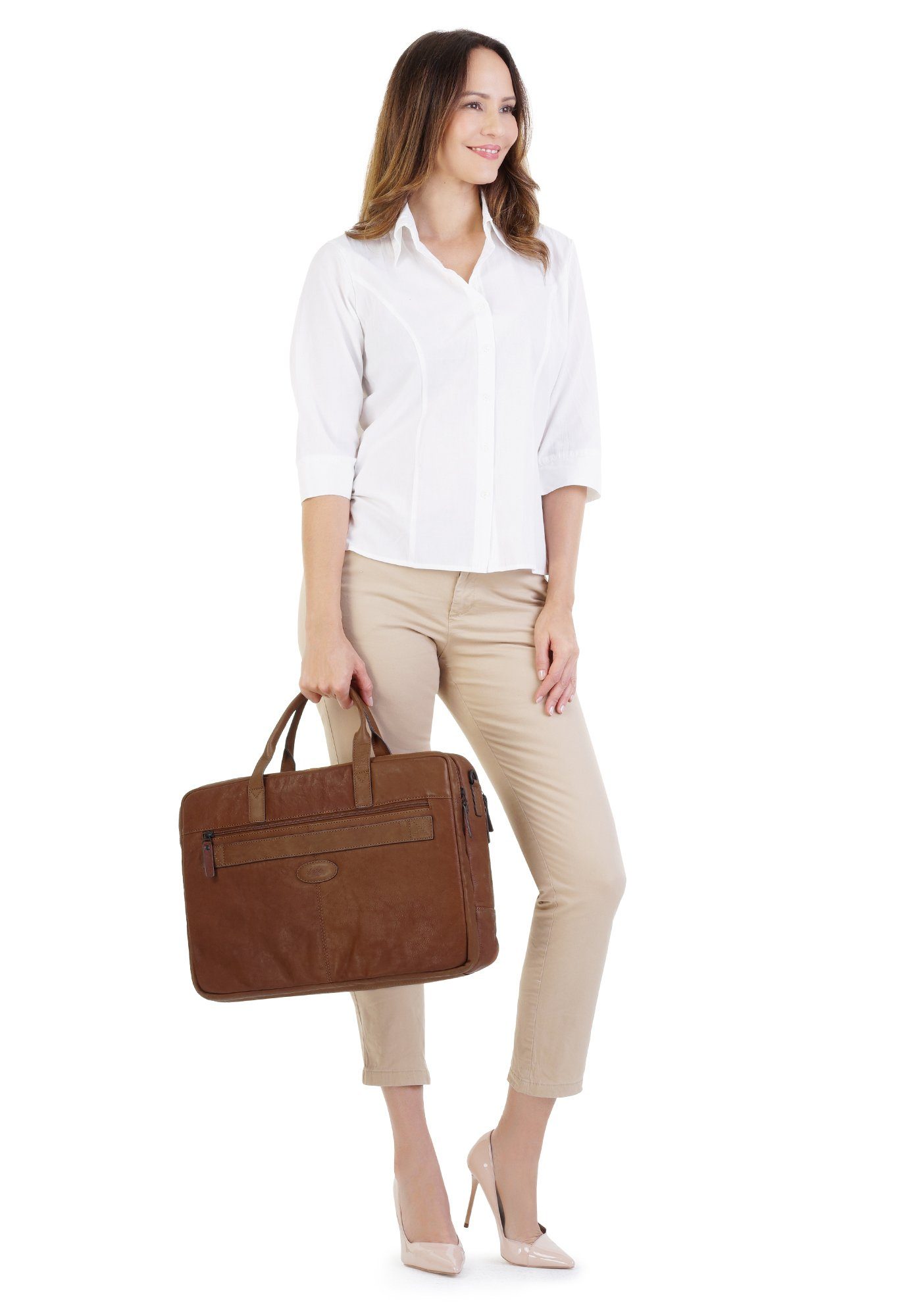 X-Zone Laptoptas echt leder