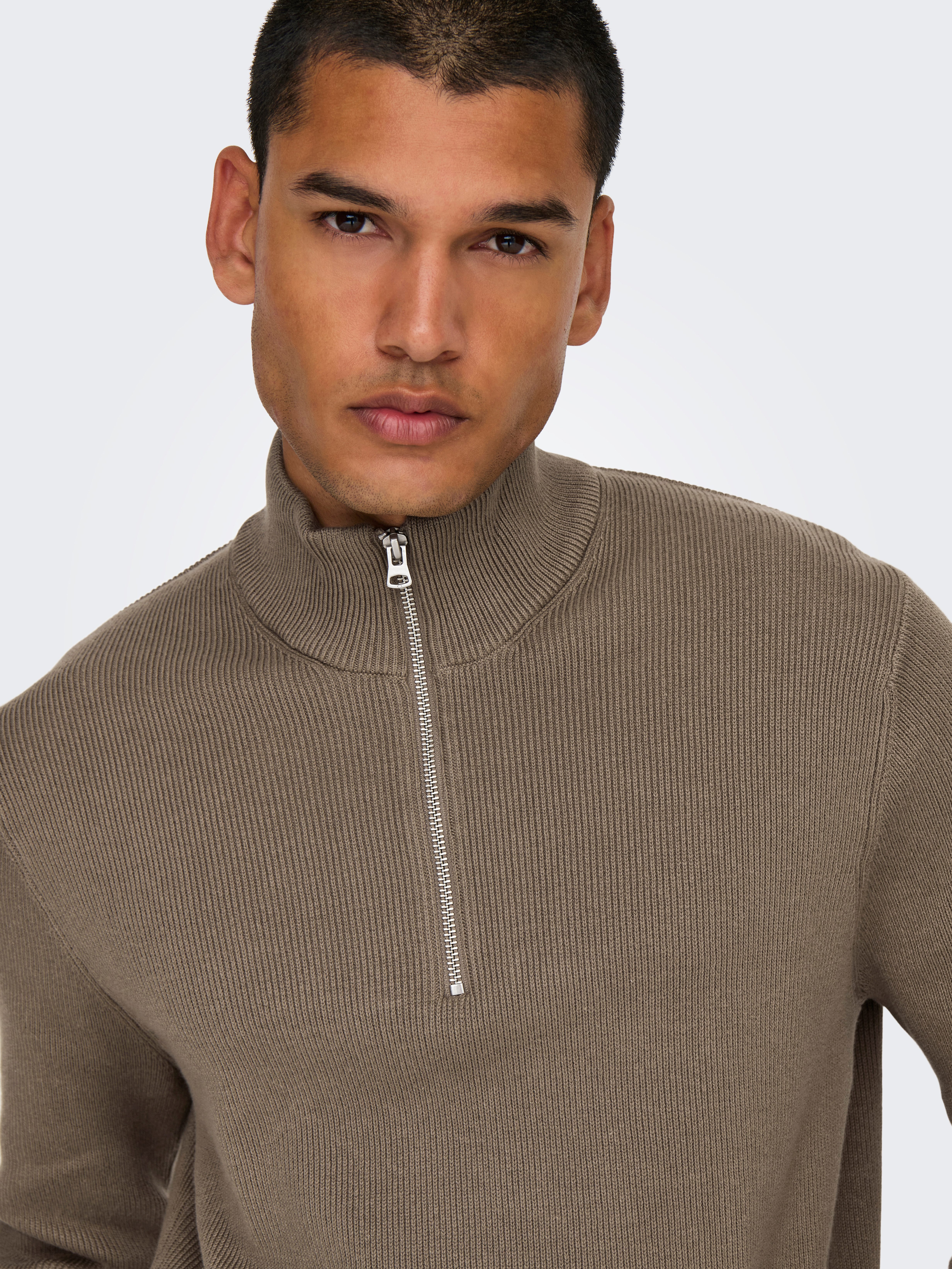 ONLY & SONS Gebreide trui ONSPHIL REG 12 STRUC HALF ZIP KNIT NOOS