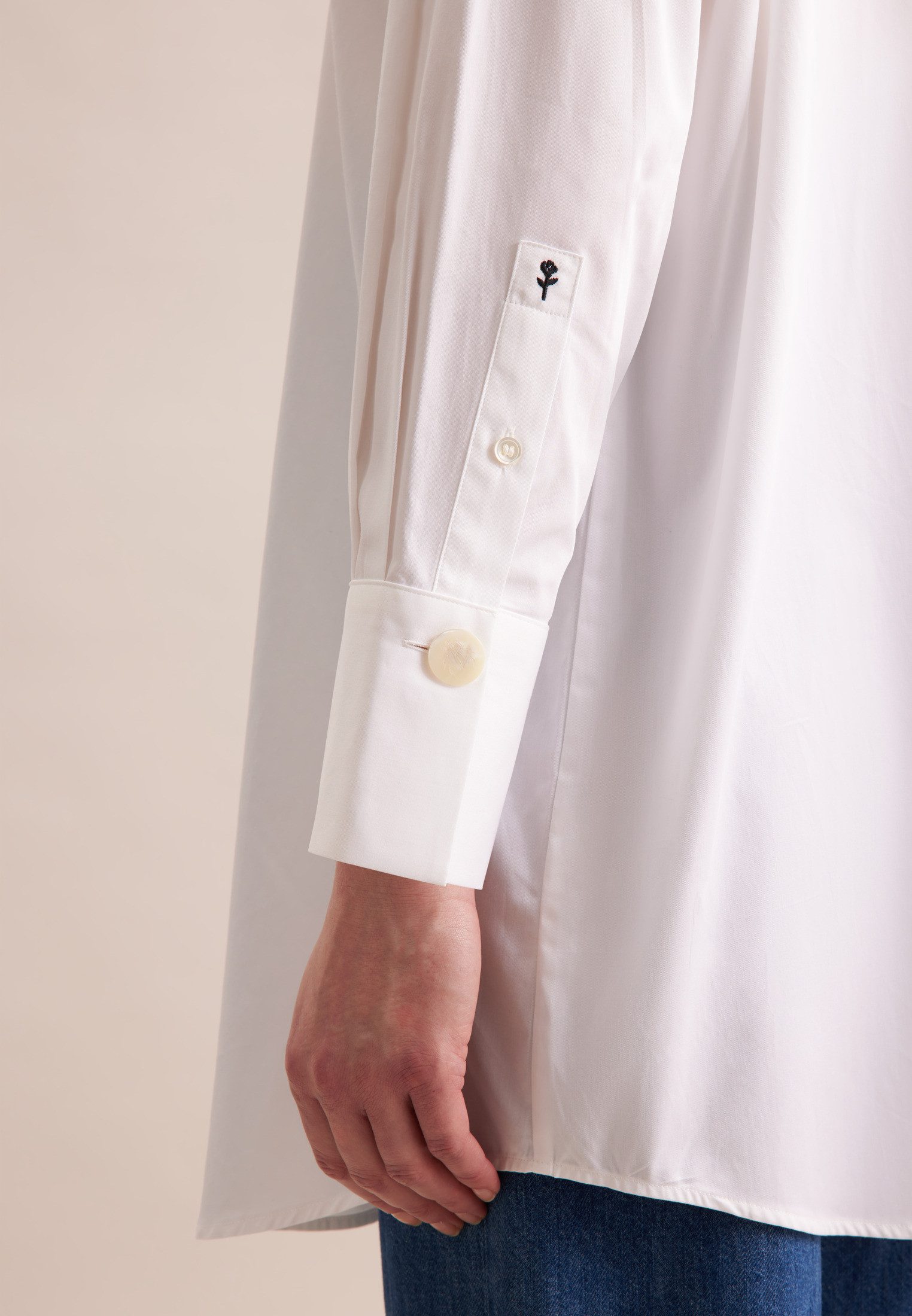 seidensticker Overhemdblouse Zwarte roos Lange mouwen kraag uni