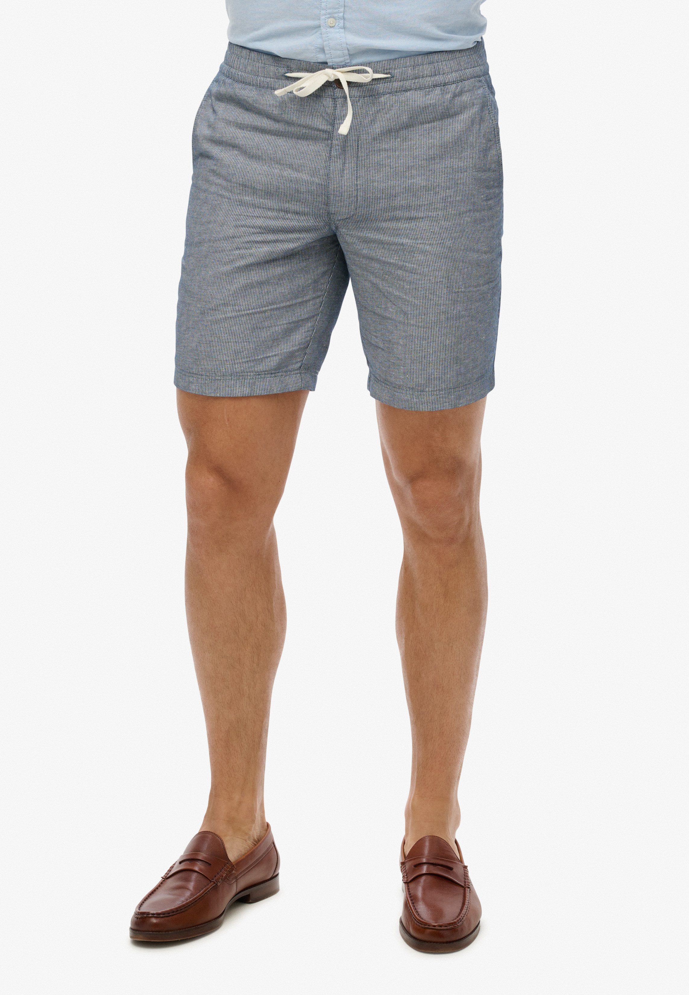 Superdry Short MERCHANT LINEN SHORT heren bermuda broeken maat M blauw
