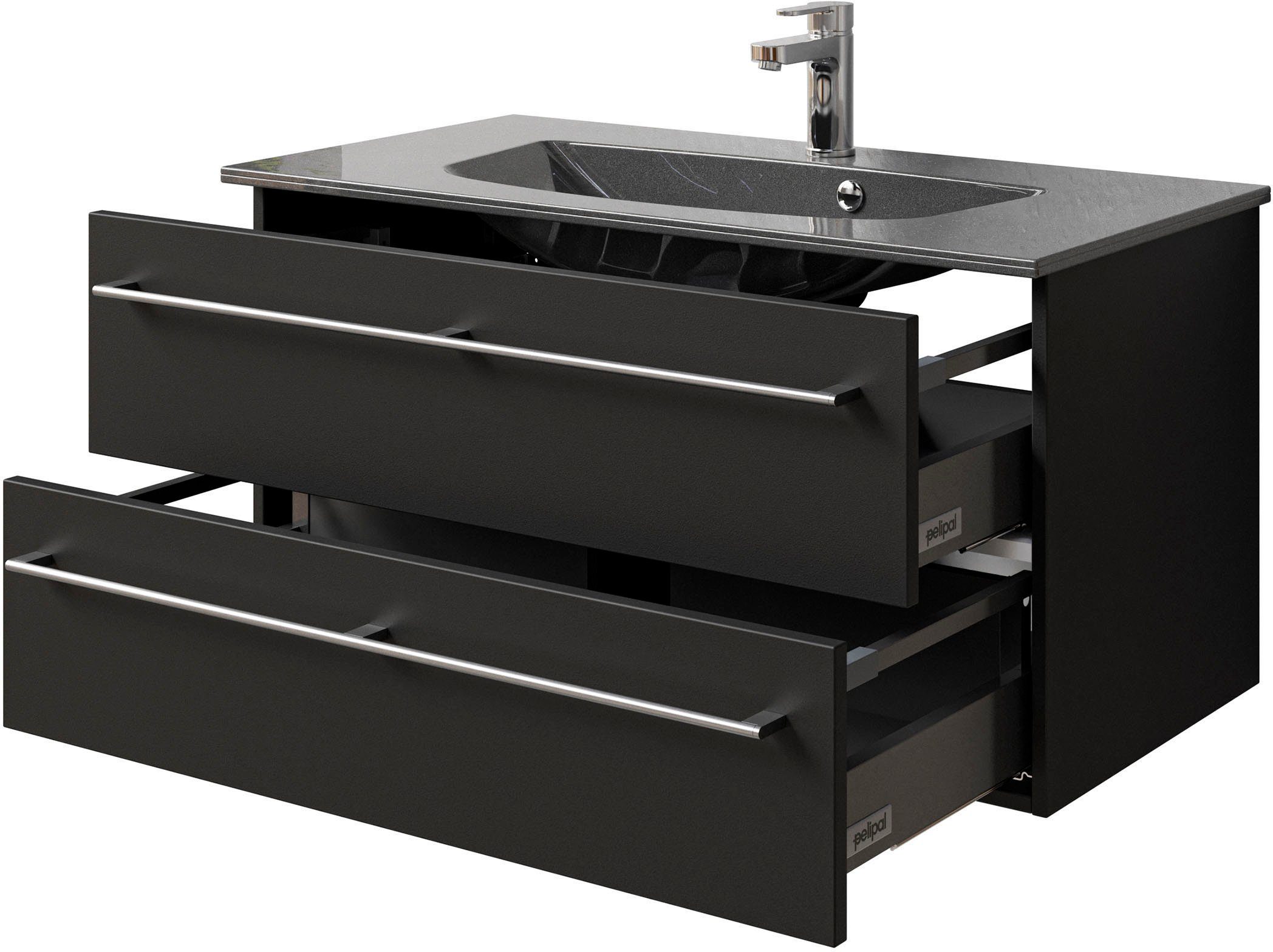 Saphir Wastafelonderkast Serie 6025 mineraalmarmeren wastafel met onderkast, 97 cm breed (2-delig)