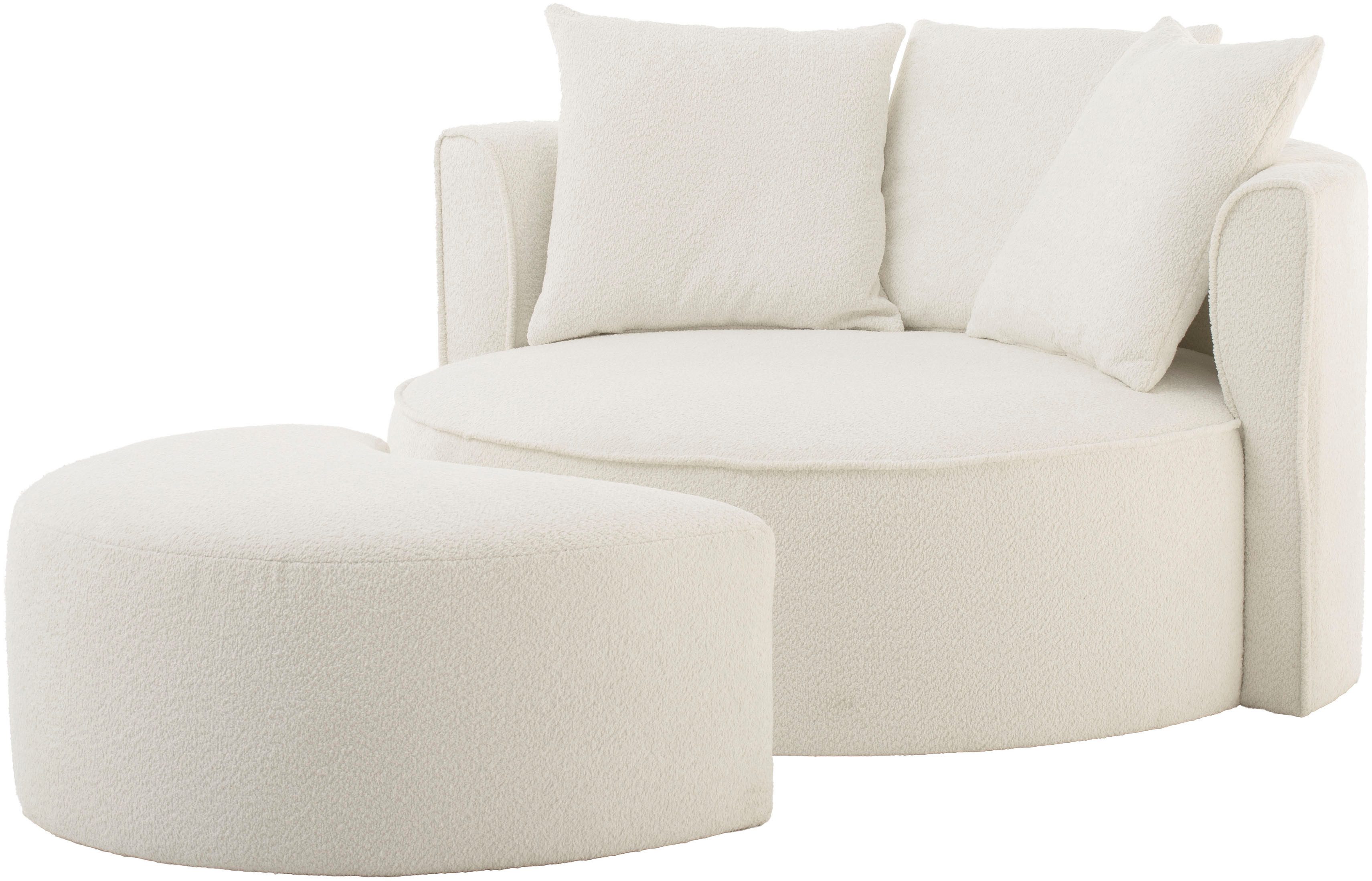 LeGer Home by Lena Gercke XXL-fauteuil Isalie, ronde stoel met voetensteun, leesstoel, loveseat, grote stoel (set)