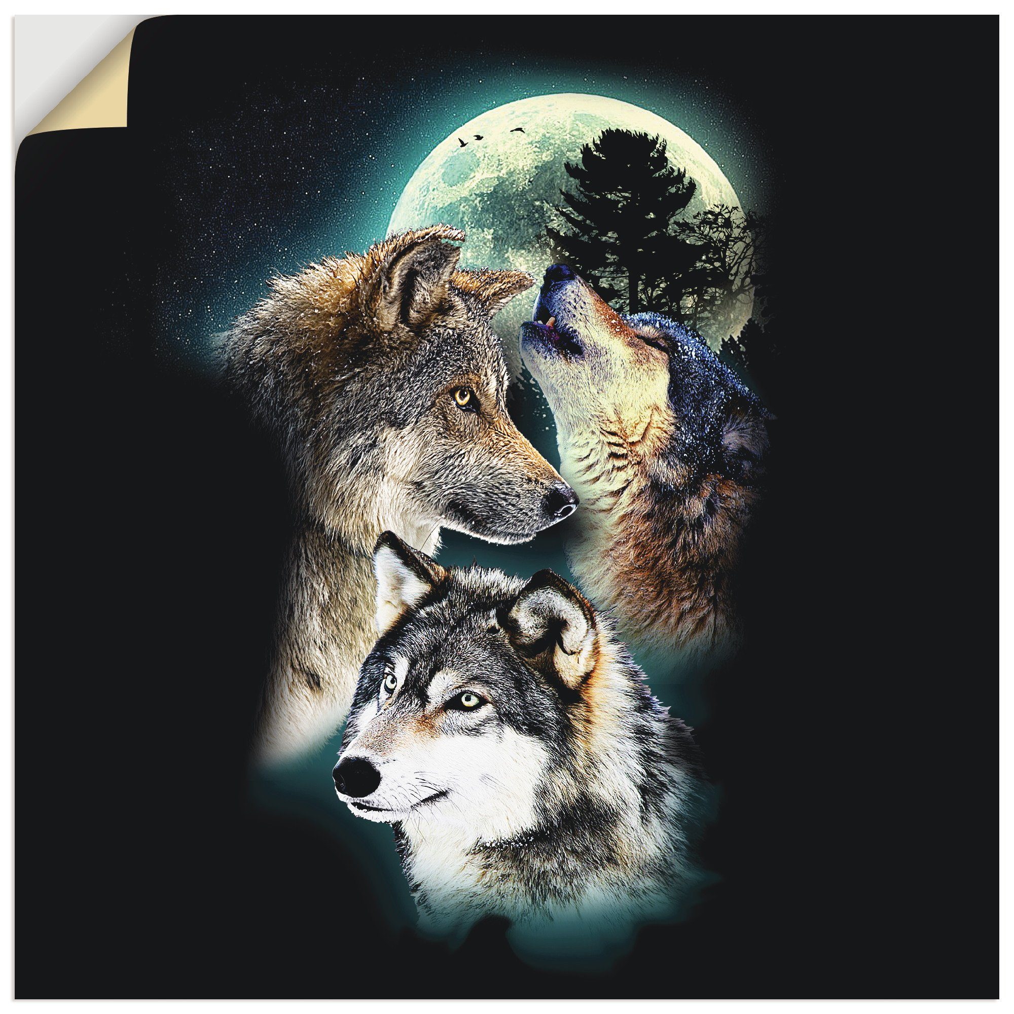 Artland artprint Phantasie Wolf Wölfe mit Mond