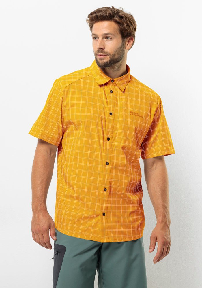 Jack Wolfskin Norbo S S Shirt Men Overhemd met korte mouwen Heren 3XL bruin curry check