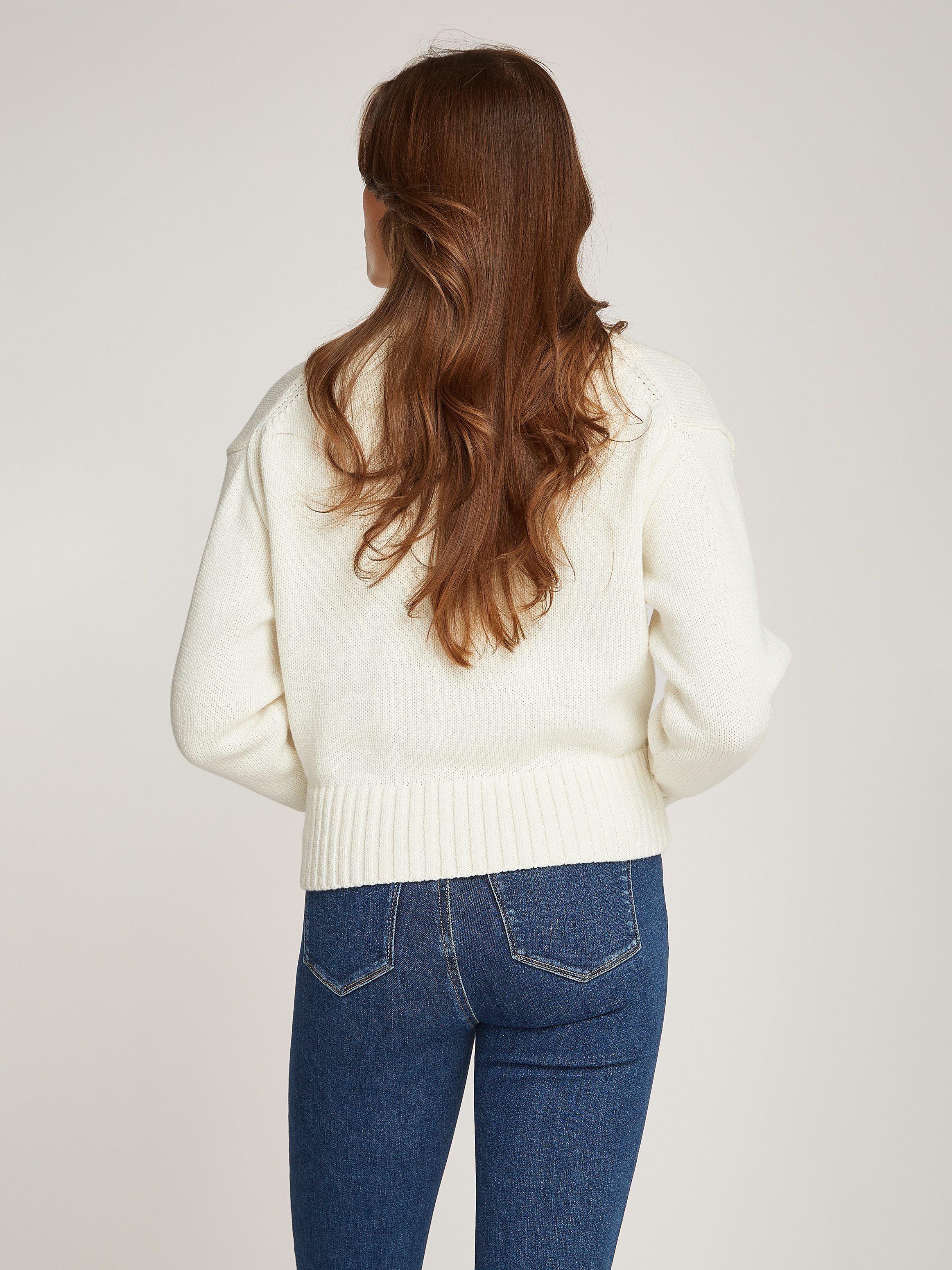 Calvin Klein Trui met staande kraag CHENILLE MONOLOGO SWEATER